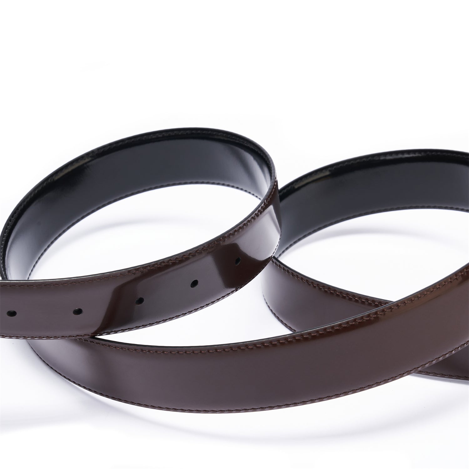 BELTLEY Luminous Espresso Leather Belt With Plate Buckle - 1.38" Width