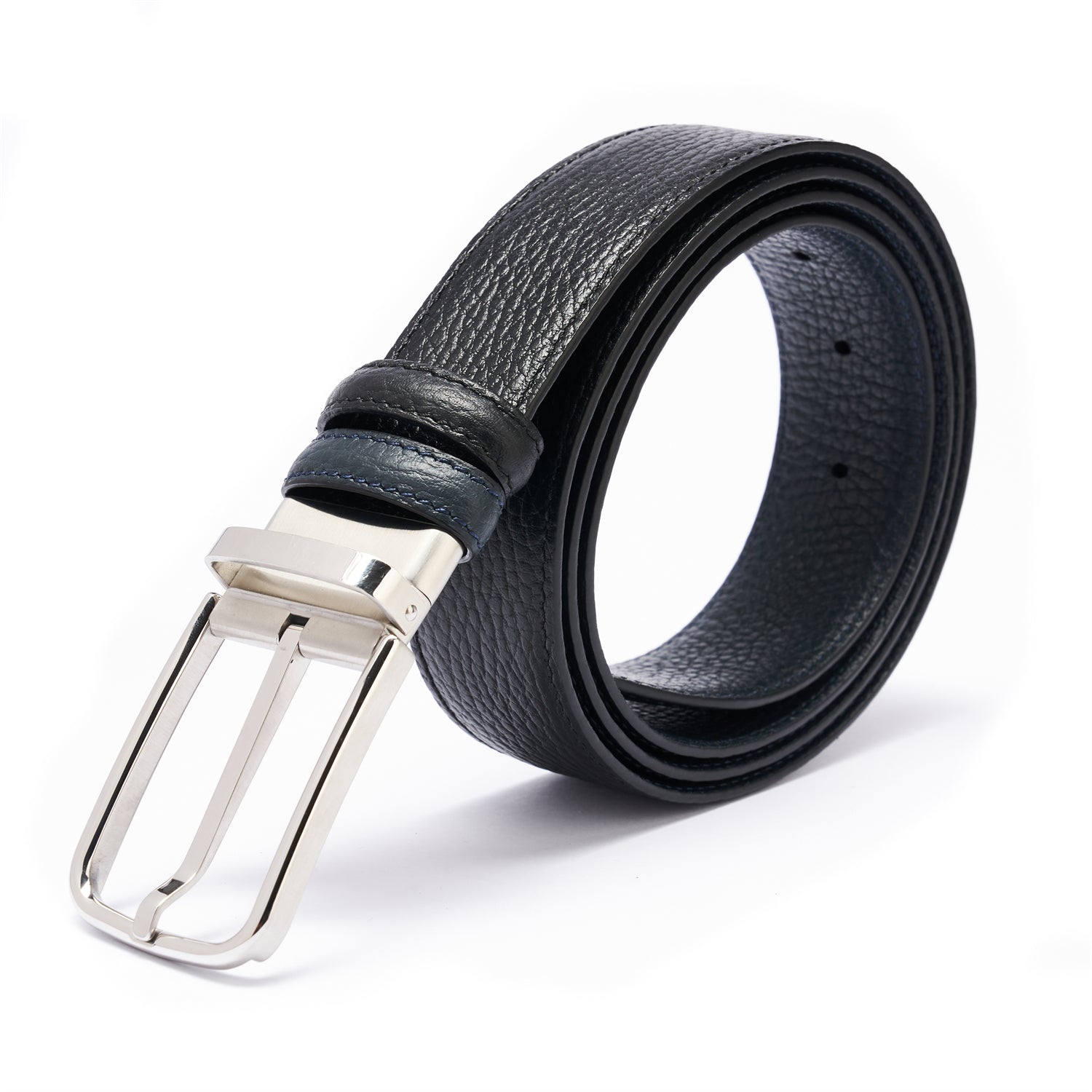 BELTLEY LuxeAffair Reversible Black/Navy Blue Belt 1.38" Width