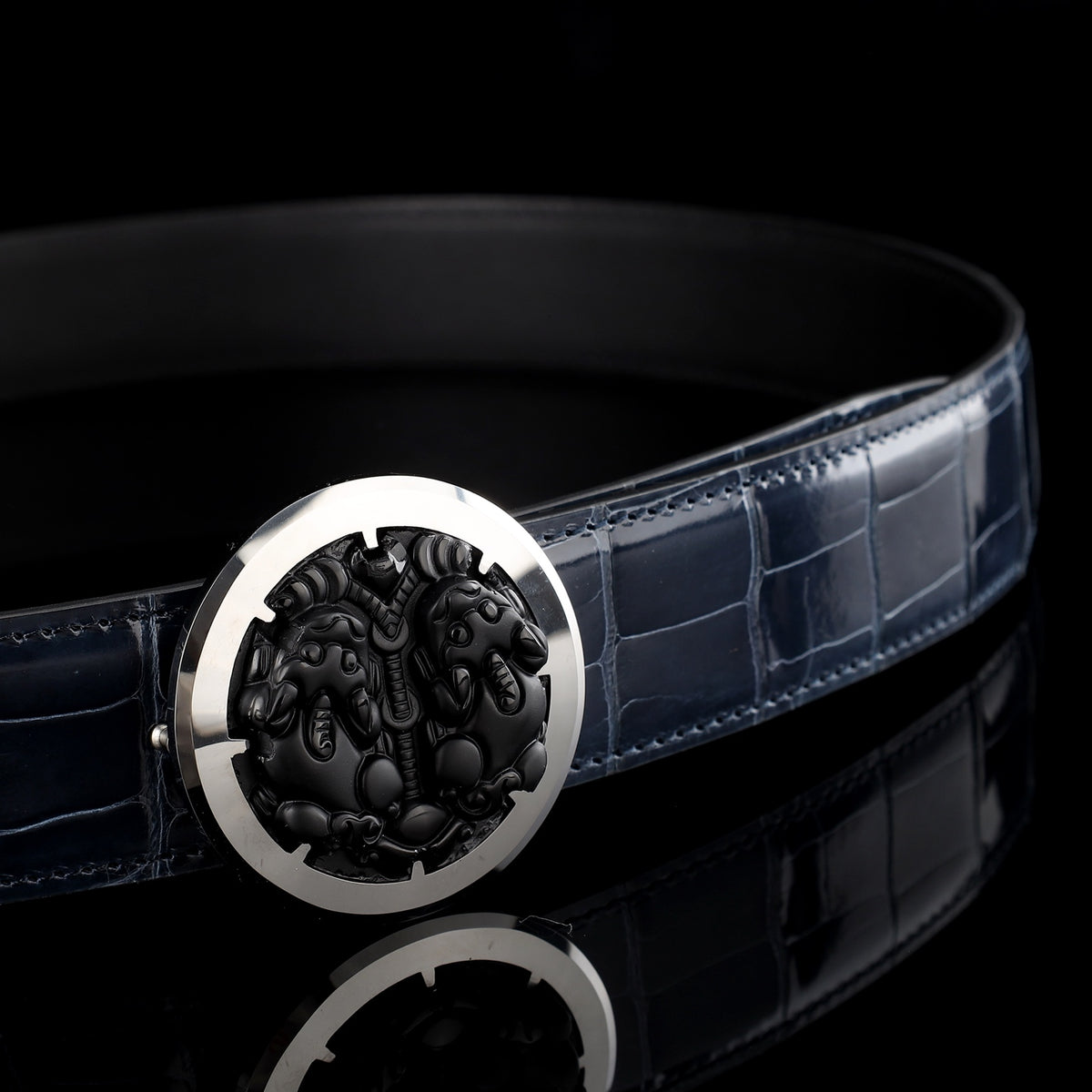 BELTLEY Luxury Alligator Belt WIth Unique Pixiu Buckle