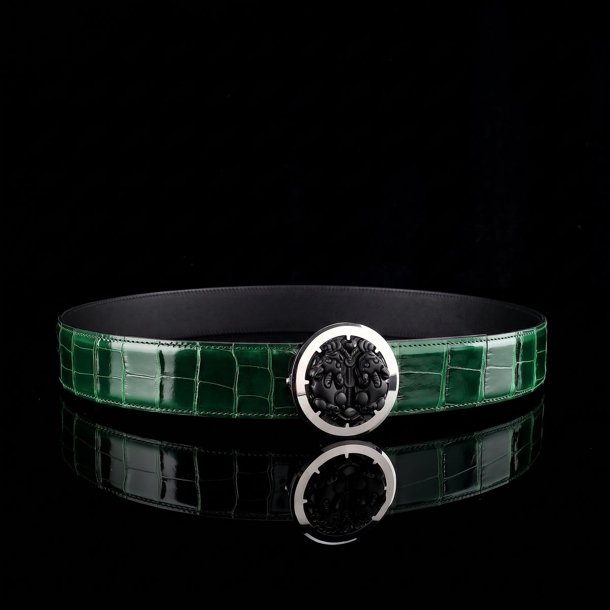 BELTLEY Luxury Alligator Belt WIth Unique Pixiu Buckle