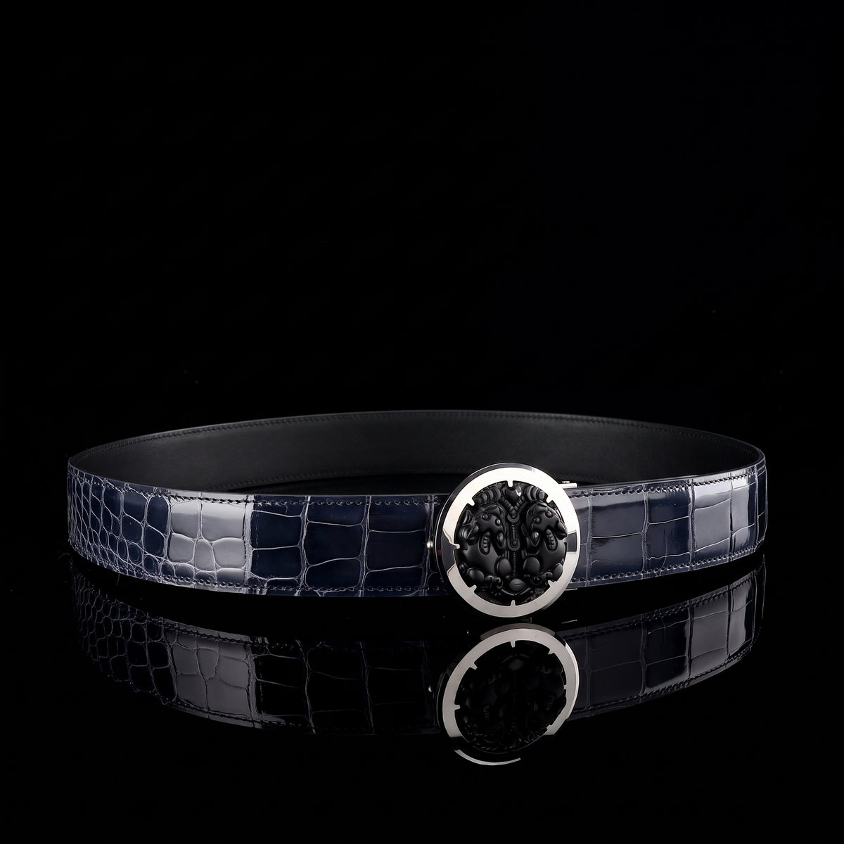 BELTLEY Luxury Alligator Belt WIth Unique Pixiu Buckle