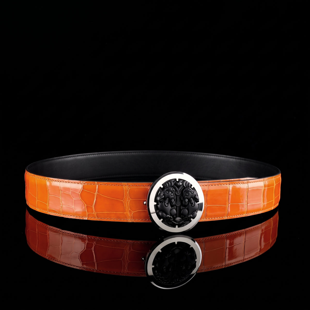 BELTLEY Luxury Alligator Belt WIth Unique Pixiu Buckle
