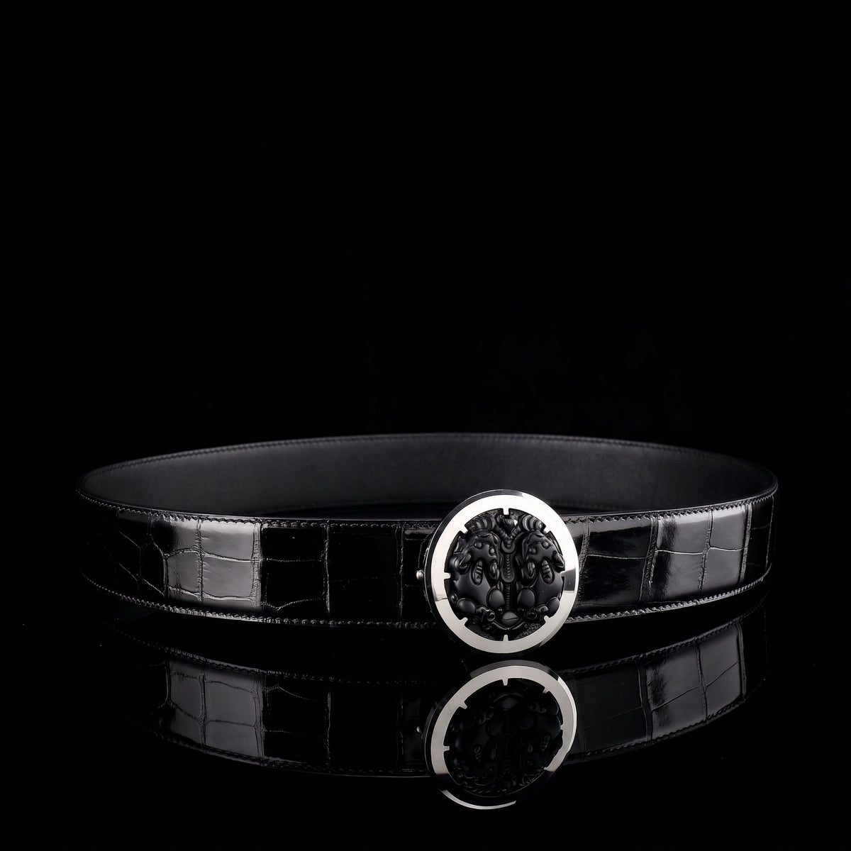 BELTLEY Luxury Alligator Belt WIth Unique Pixiu Buckle