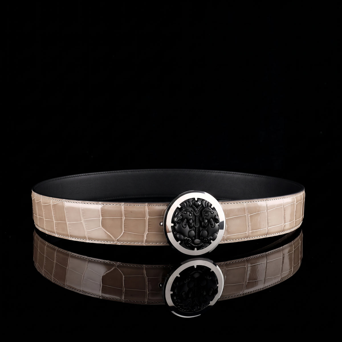 BELTLEY Luxury Alligator Belt WIth Unique Pixiu Buckle