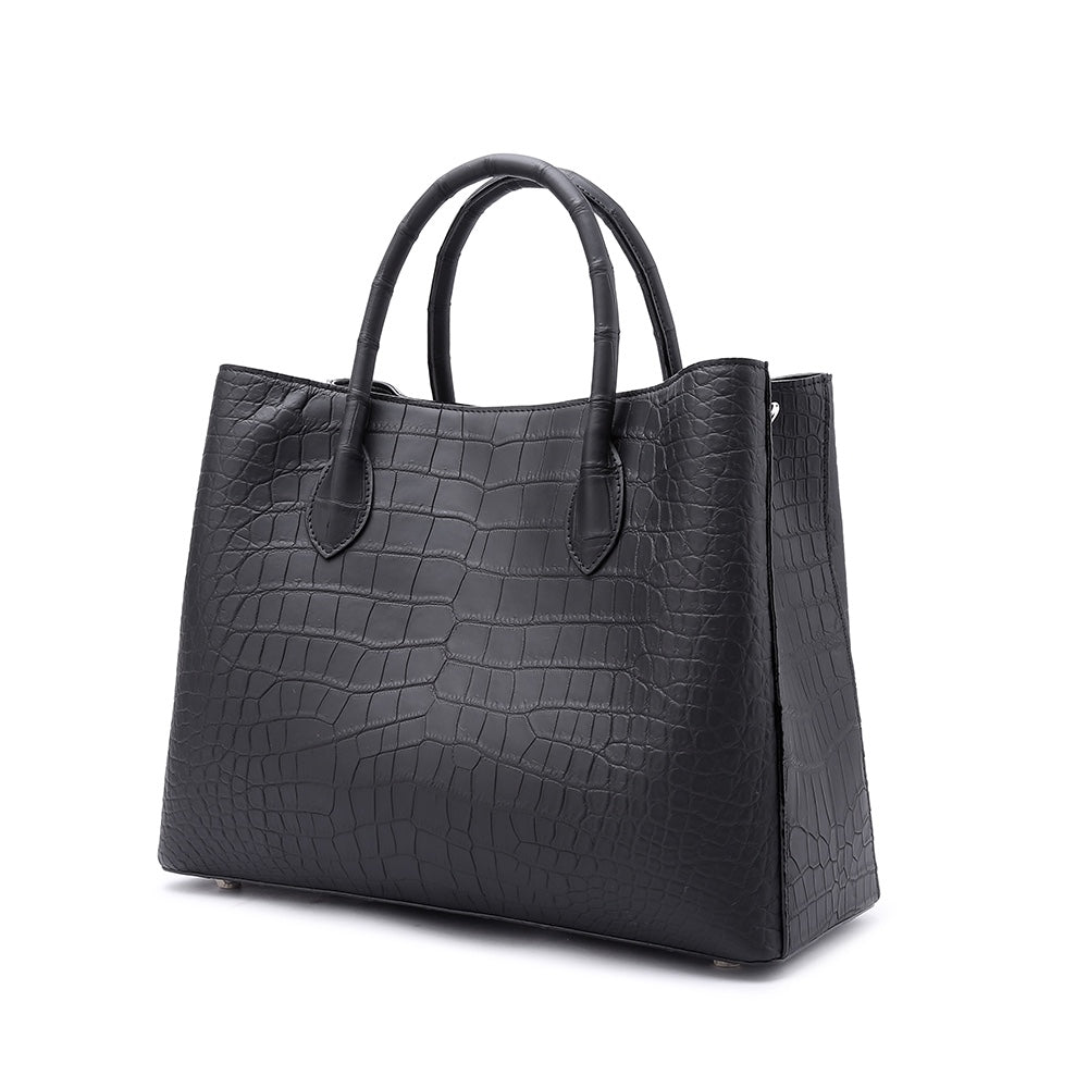 BELTLEY Luxury Women's Black Matte Nile Crocodile  Bag