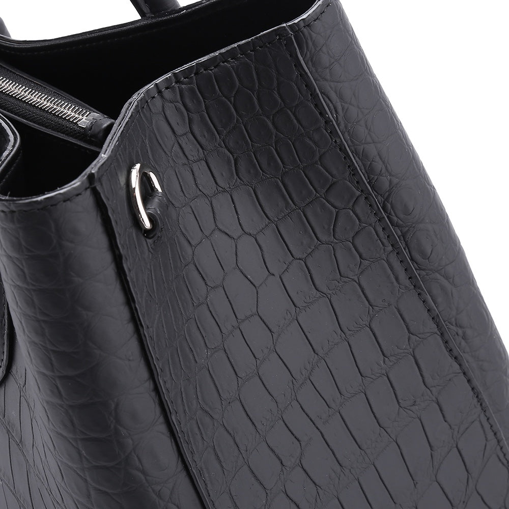 BELTLEY Luxury Women's Black Matte Nile Crocodile  Bag