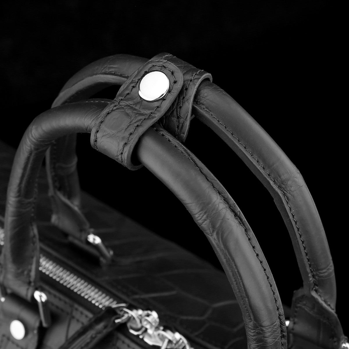 BELTLEY  Matte Black Matte Nile Crocodile Travel Bag-The Voyager EDITION