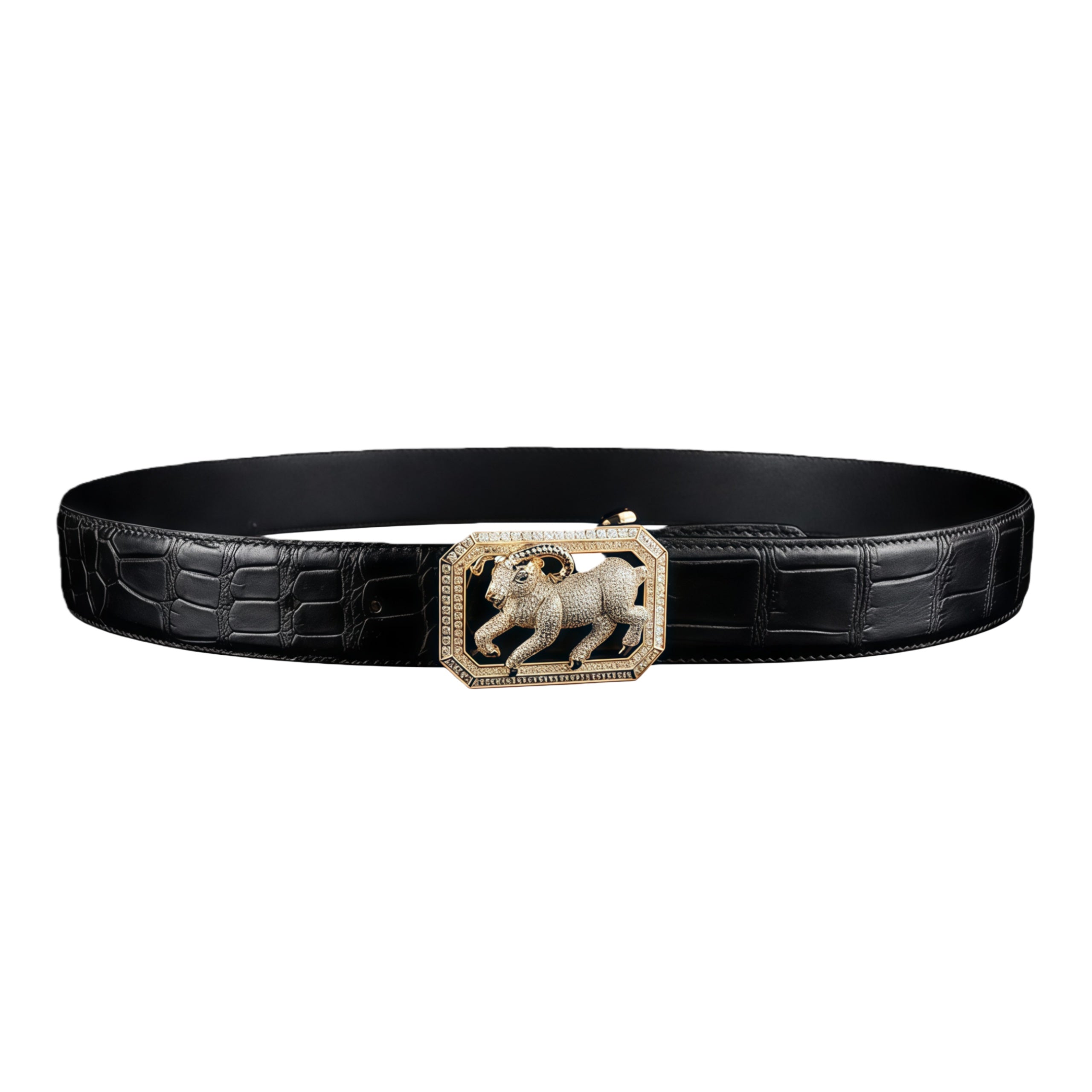 BELTLEY Men's Authentic Nile Crocodile Leather Belt- Goat Buckle