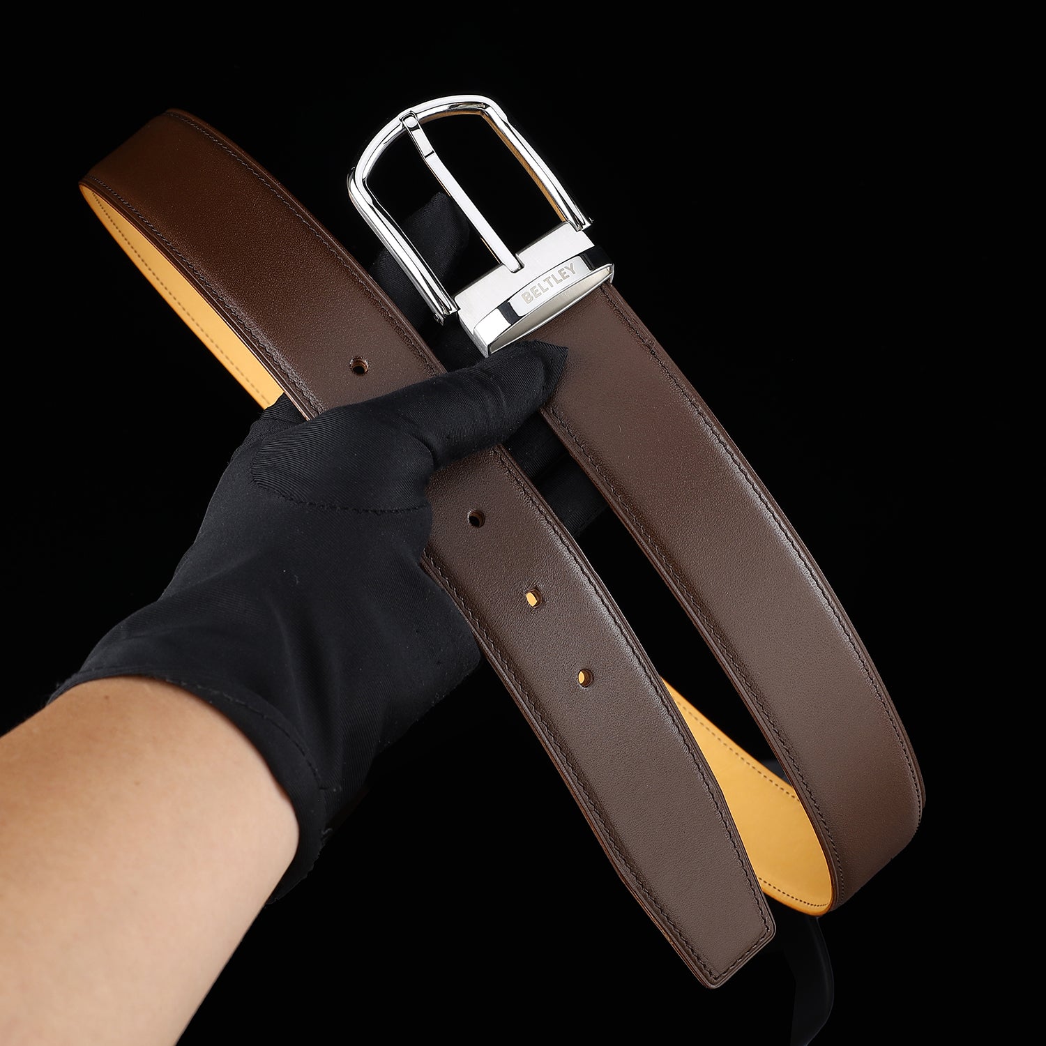 BELTLEY Men’s Calfskin Dress Belt – Business Casual Belt