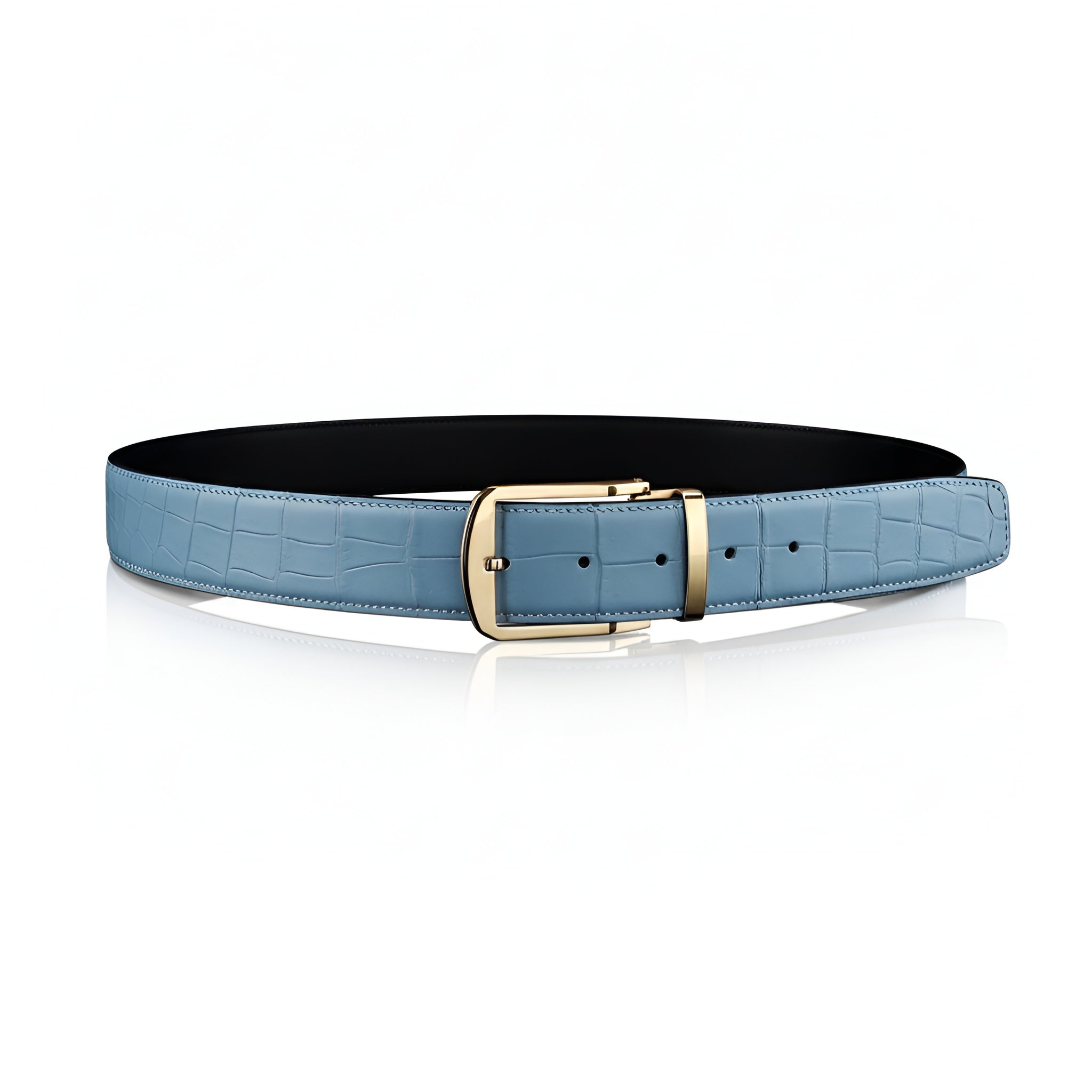 BELTLEY Men's Matte Blue Genuine Nile Crocodile Belt | 1.5