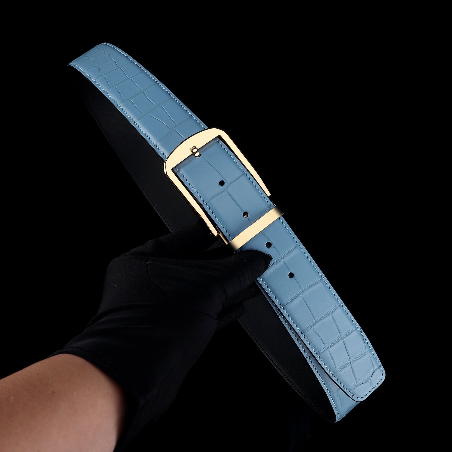 BELTLEY Men's Matte Tiffany Blue Genuine Nile Crocodile Belt | 1.5"