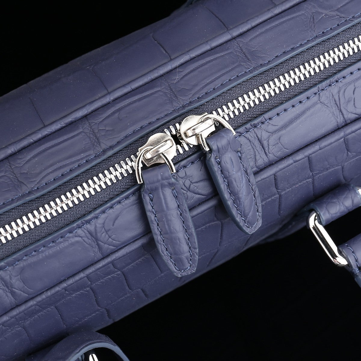 BELTLEY Navy Blue Matte Crocodile Leather Briefcase-Business Bag