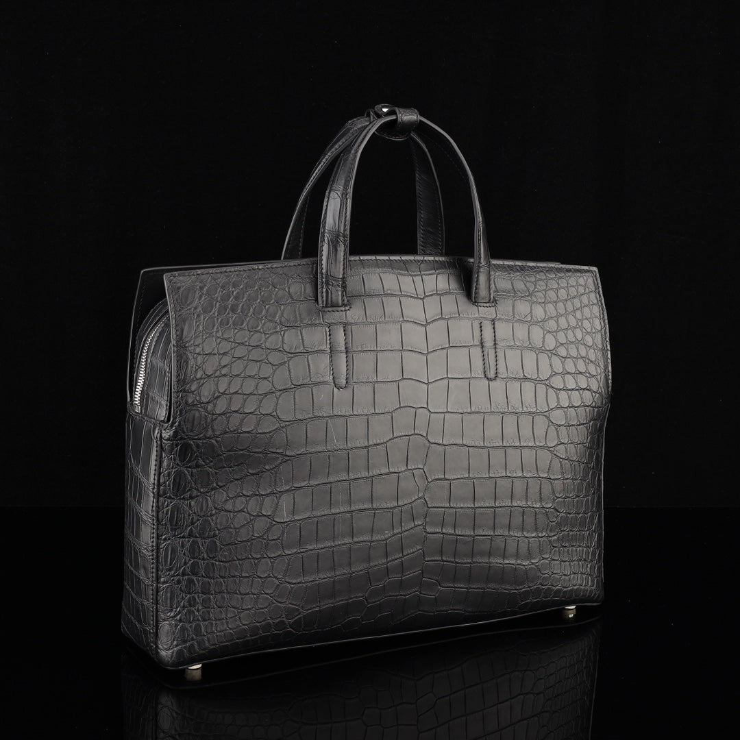 BELTLEY Onyx Black Crocodile CEO Tote |  Briefcase for Men