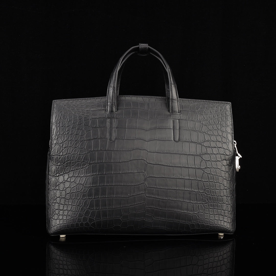 BELTLEY Onyx Black Crocodile CEO Tote |  Briefcase for Men