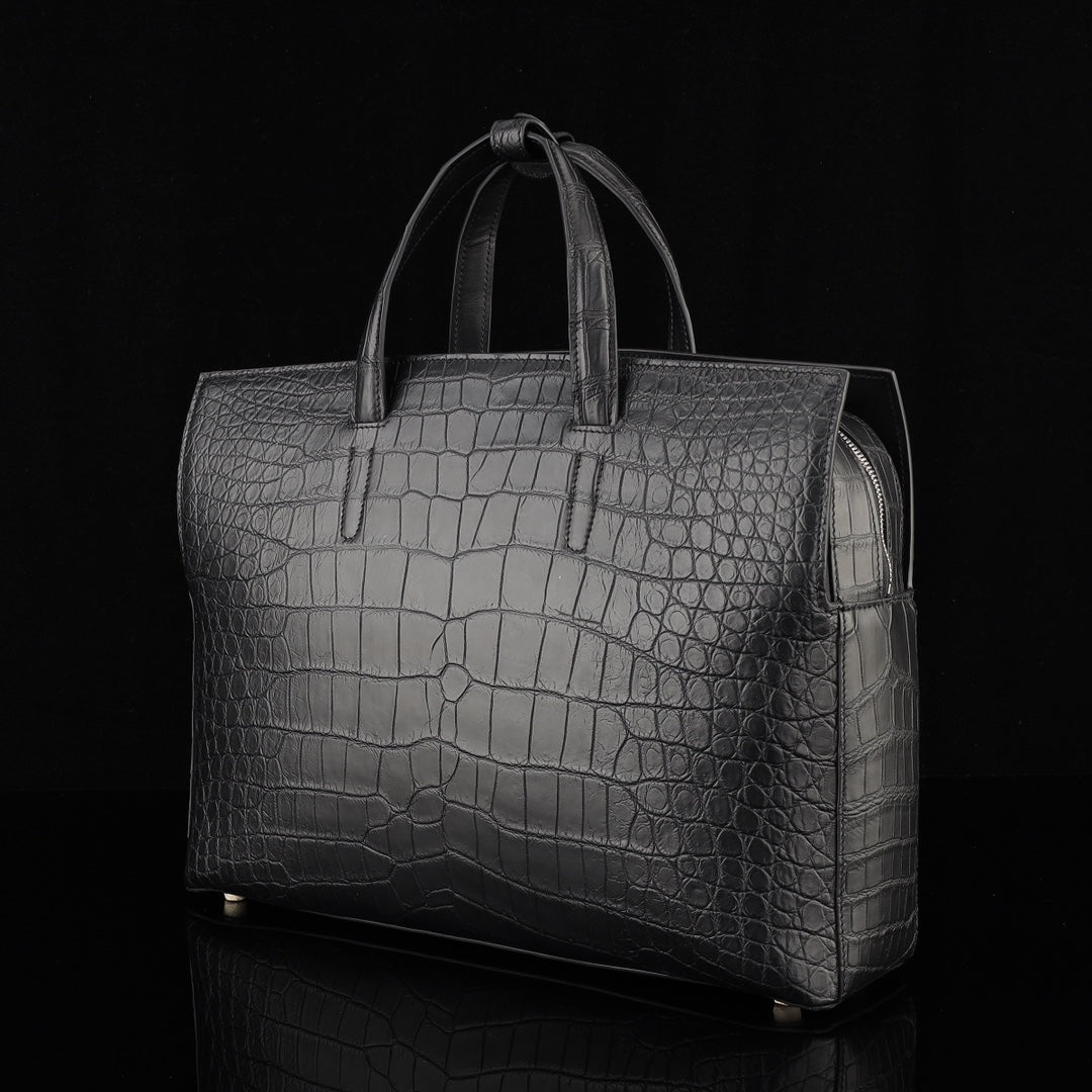 BELTLEY Onyx Black Crocodile CEO Tote |  Briefcase for Men