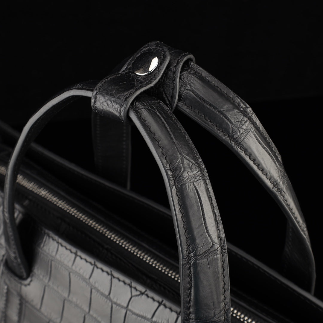 BELTLEY Onyx Black Crocodile CEO Tote |  Briefcase for Men