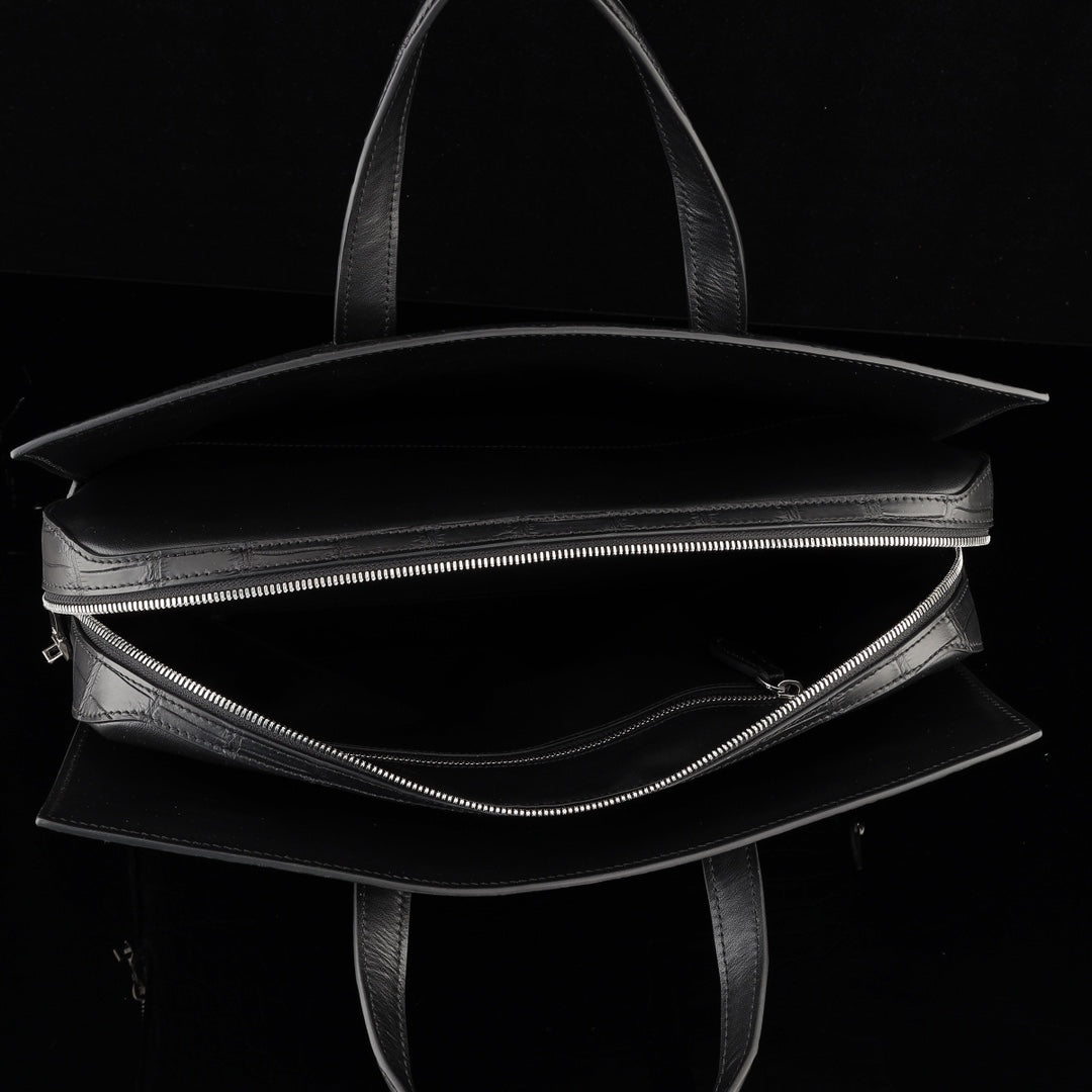 BELTLEY Onyx Black Crocodile CEO Tote |  Briefcase for Men
