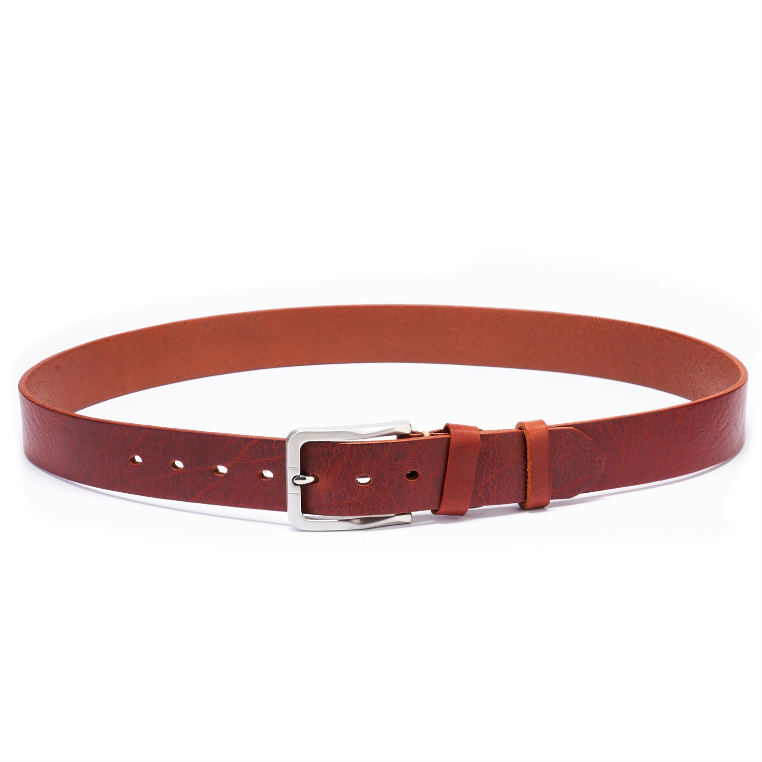 BELTLEY Oxblood Brown Everyday Leather Belt 1.5” - Full Grain SS Buckle