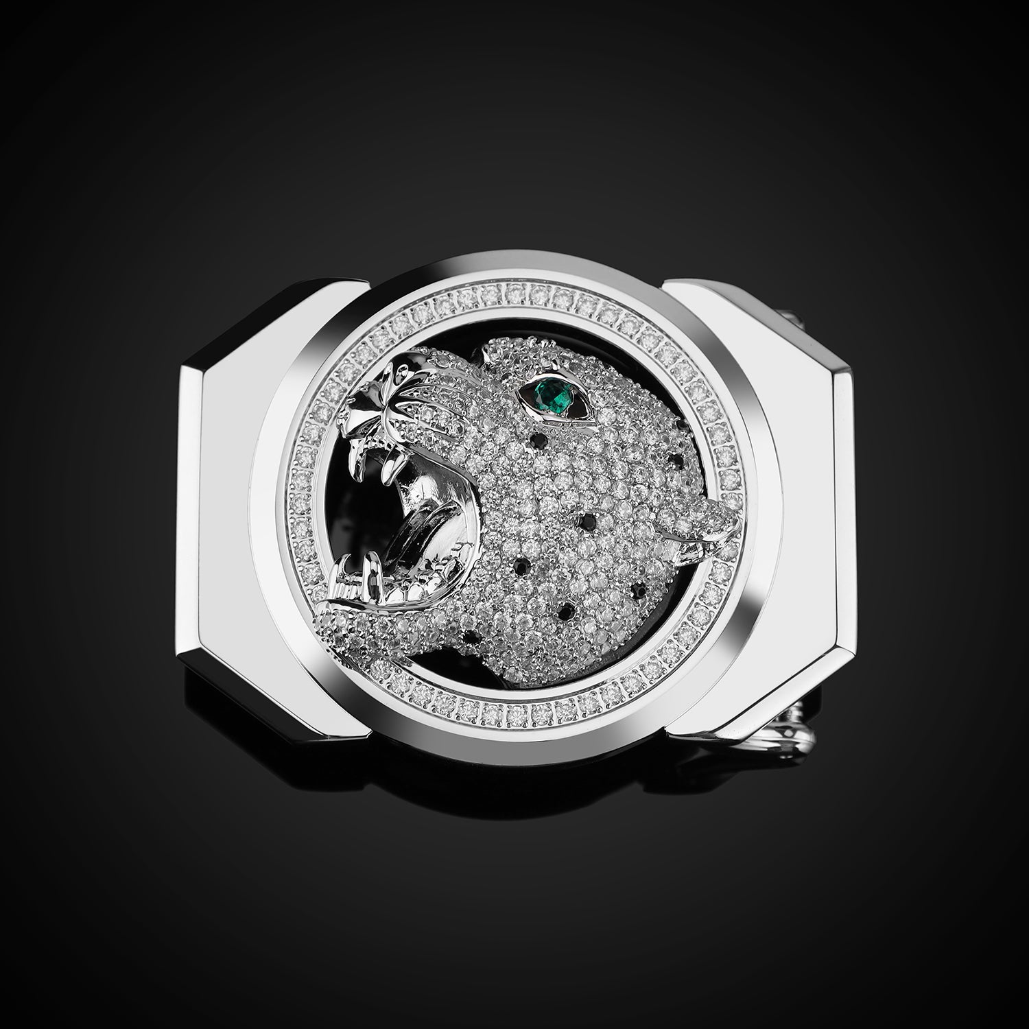 BELTLEY Polished Graphite Gray Crocodile Belt for Men