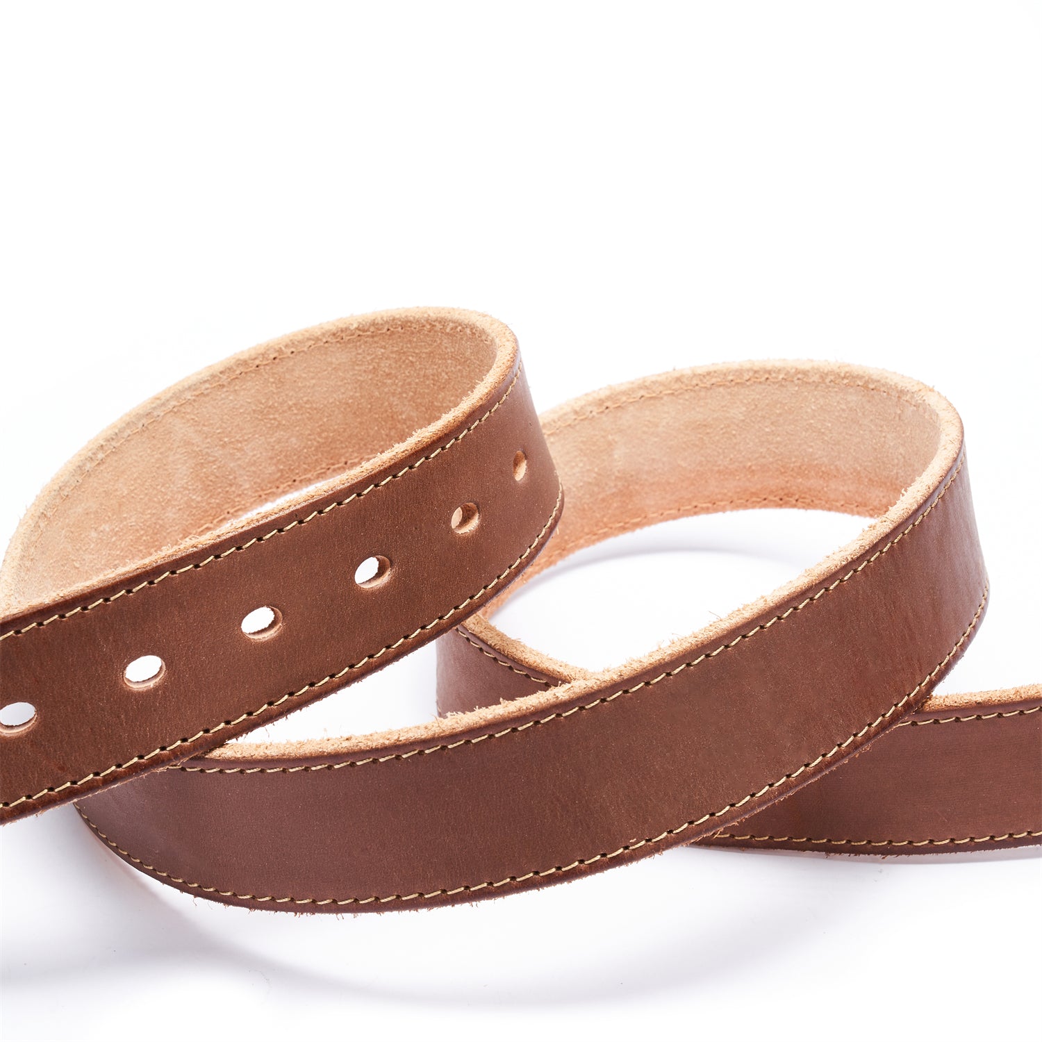 BELTLEY Premium Brown Leather Belt - Hand-Antiqued, Suede Back, Raw Edge, 1.5 Inches
