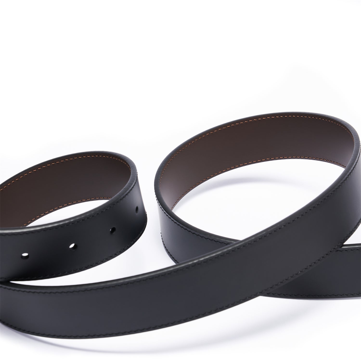 BELTLEY Premium Dual-Layer  Black  Leather Belt With Plate Buckle - 1.38" Width