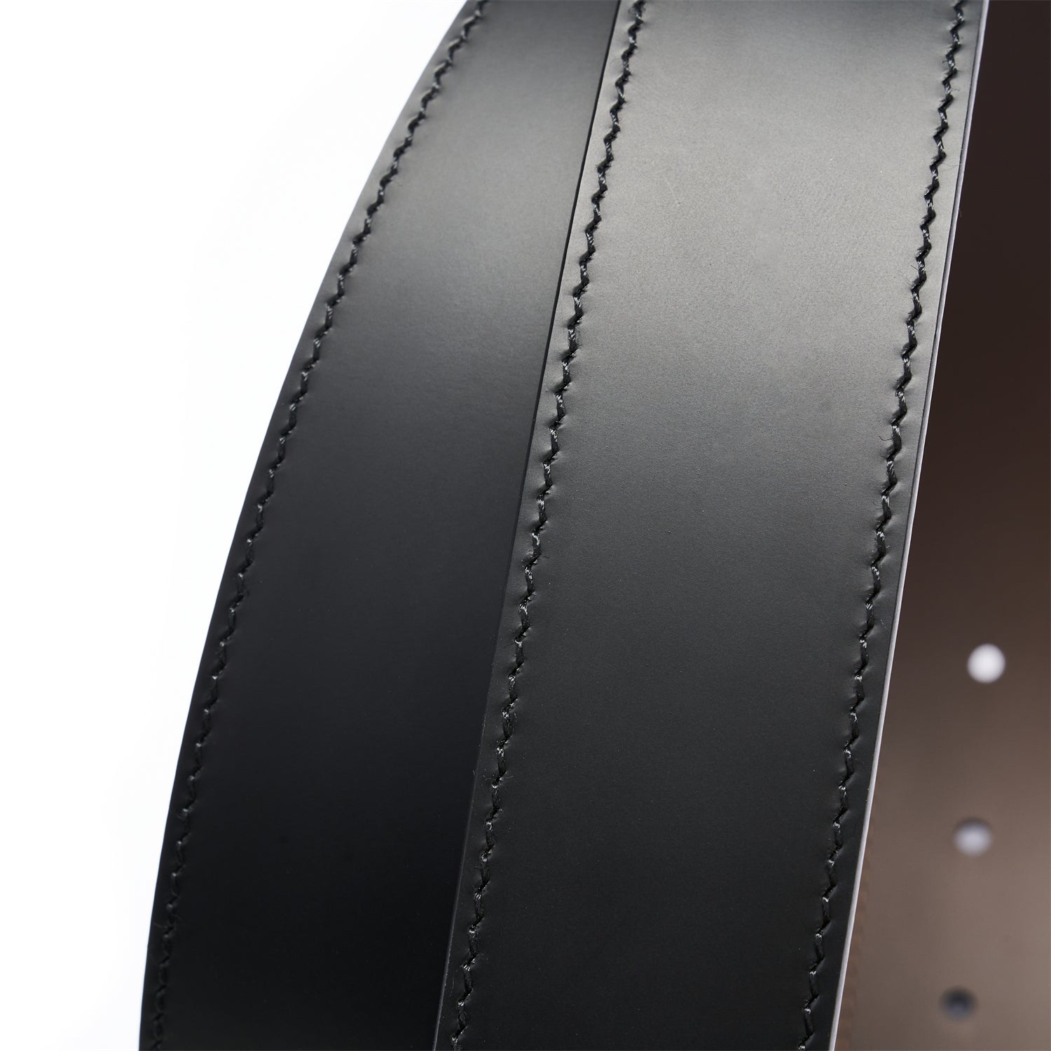 BELTLEY Premium Dual-Layer  Black  Leather Belt With Plate Buckle - 1.38" Width