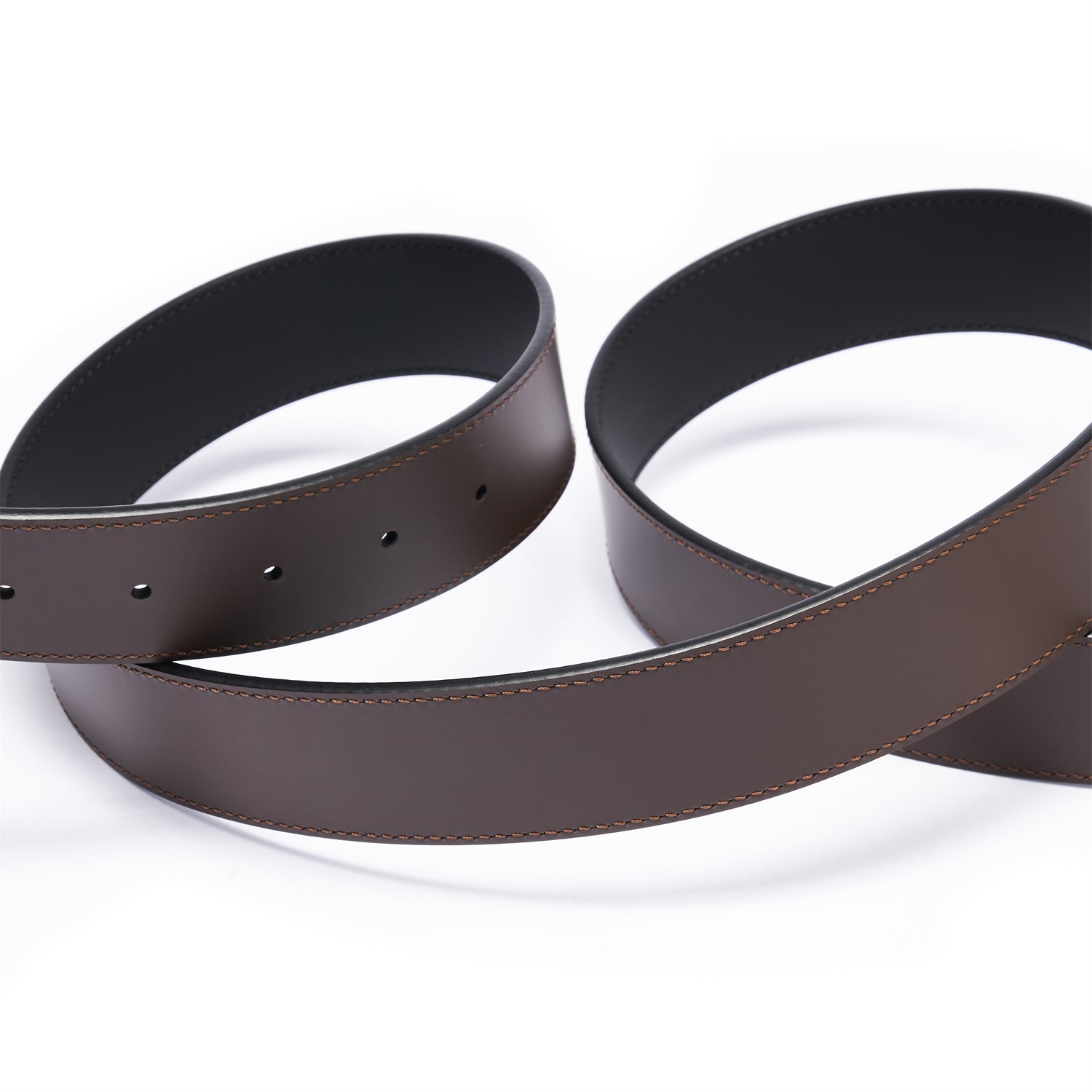 BELTLEY Premium Dual-Layer  Brown  Leather Belt With Plate Buckle - 1.5" Width