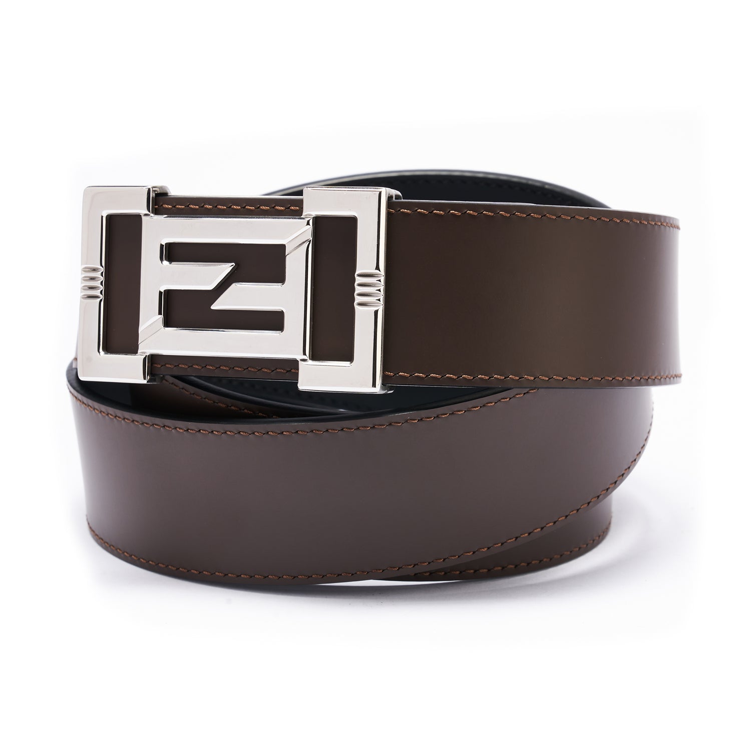 BELTLEY Premium Dual-Layer  Brown  Leather Belt With Plate Buckle - 1.5" Width