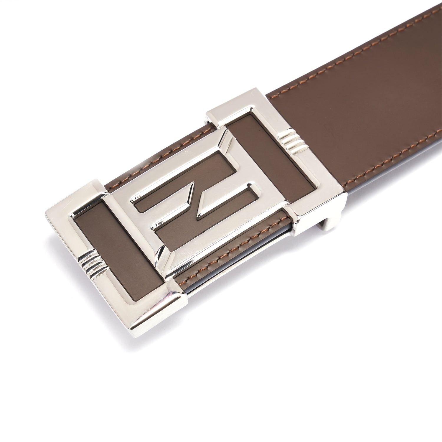 BELTLEY Premium Dual-Layer  Brown  Leather Belt With Plate Buckle - 1.5" Width
