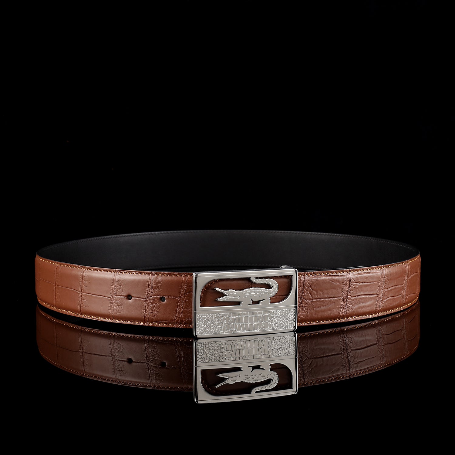 Real Crocodile Leather Belt for Men — edge detail | BELTLEY
