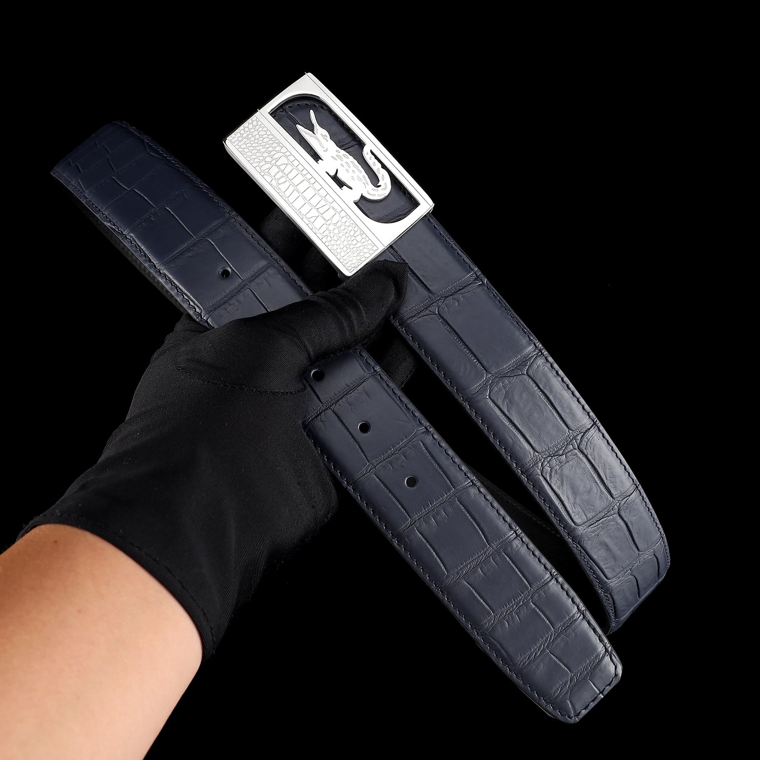 Real Crocodile Leather Belt for Men — reverse side | BELTLEY