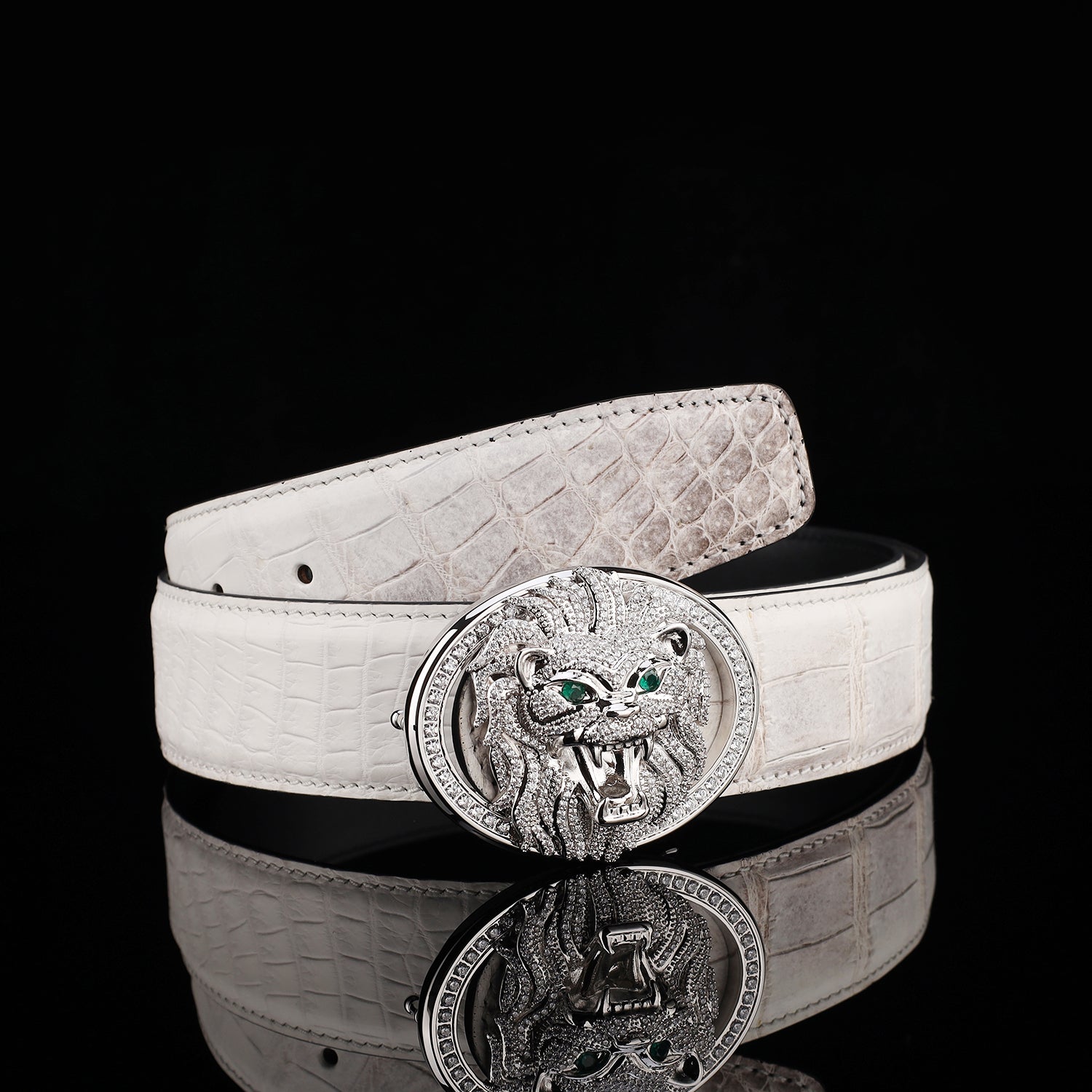 BELTLEY Real Himalayan Crocodile Skin Belt For Men