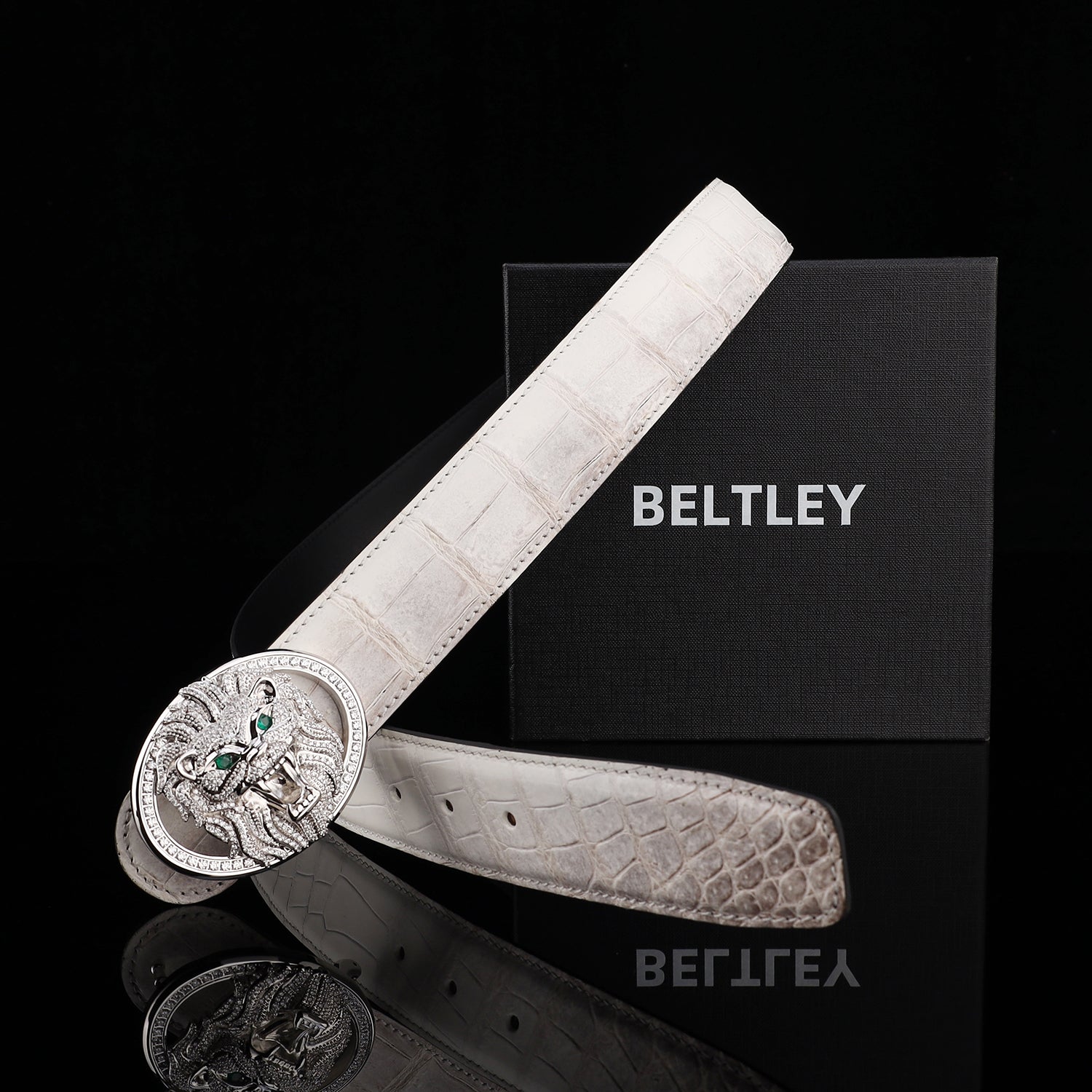BELTLEY Real Himalayan Crocodile Skin Belt For Men