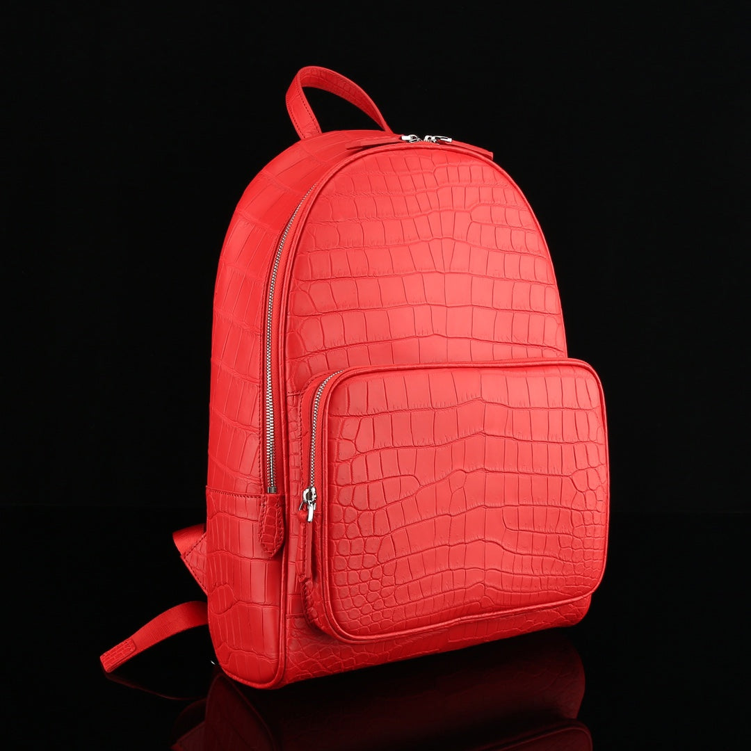 BELTLEY Red Matte Nile Crocodile Backpack