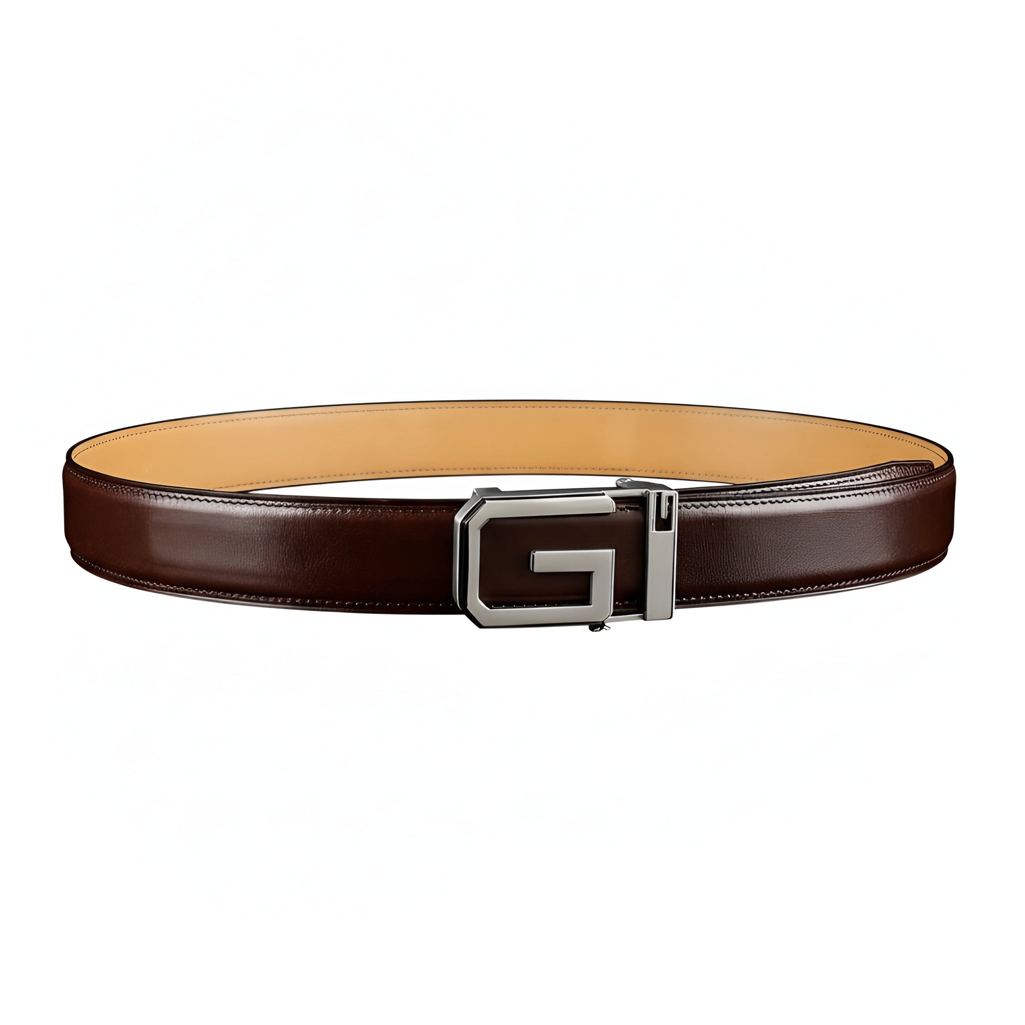 Brown Full-Grain Calfskin Leather Belt with Signature “G” Buckle — additional view 17 | BELTLEY