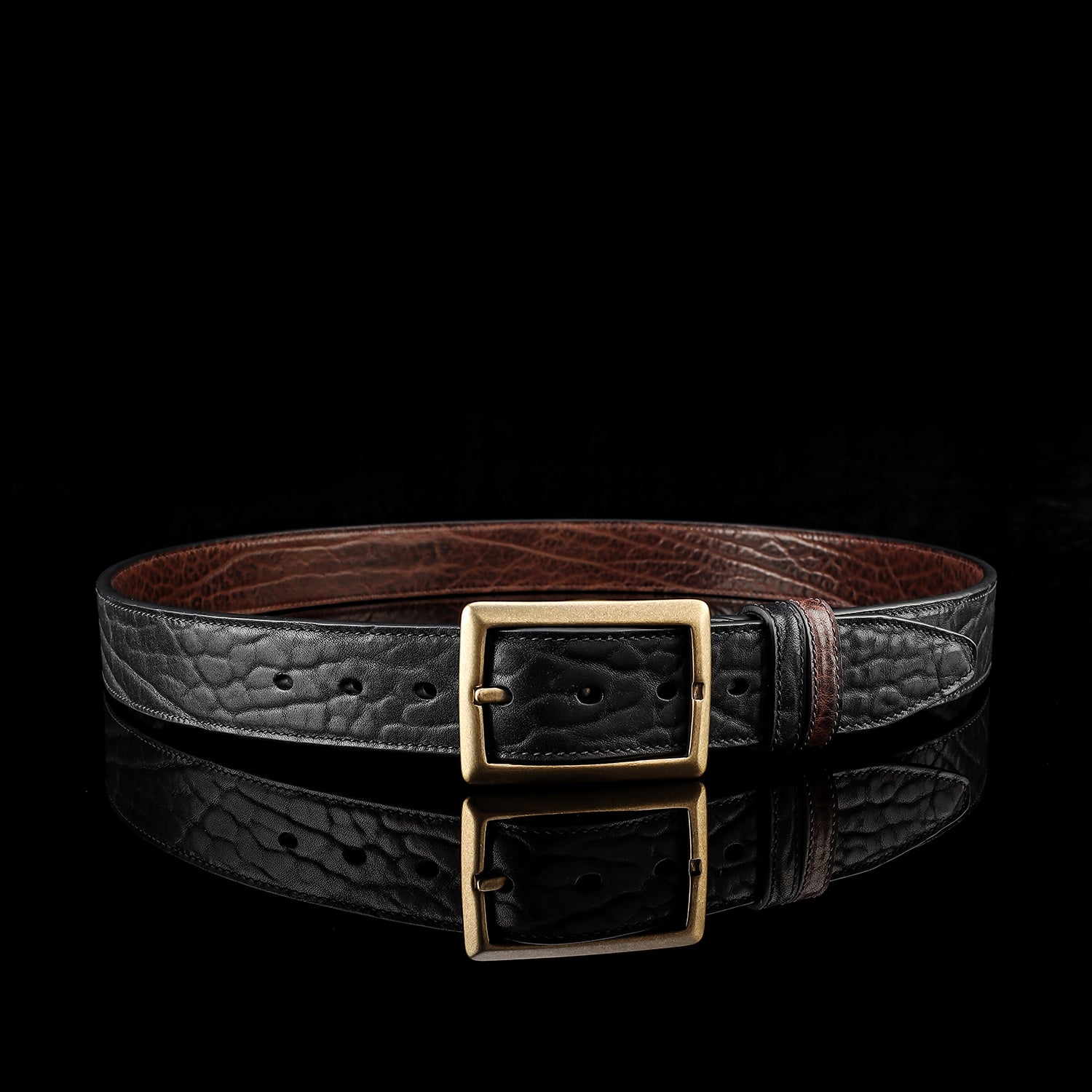 BELTLEY Reversible Full-Grain Leather Belt-Black and Brown