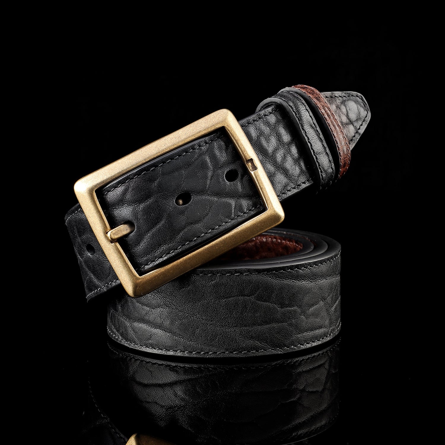 BELTLEY Reversible Full-Grain Leather Belt-Black and Brown