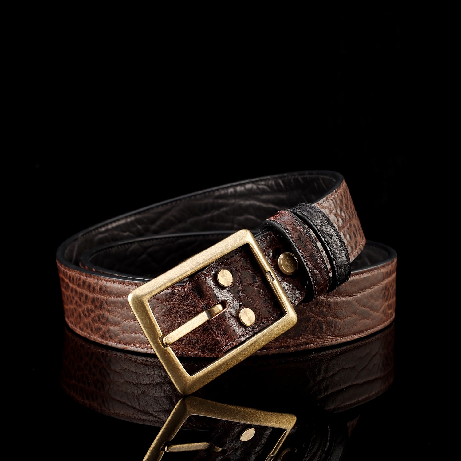 BELTLEY Reversible Leather Belt- Brown and Black
