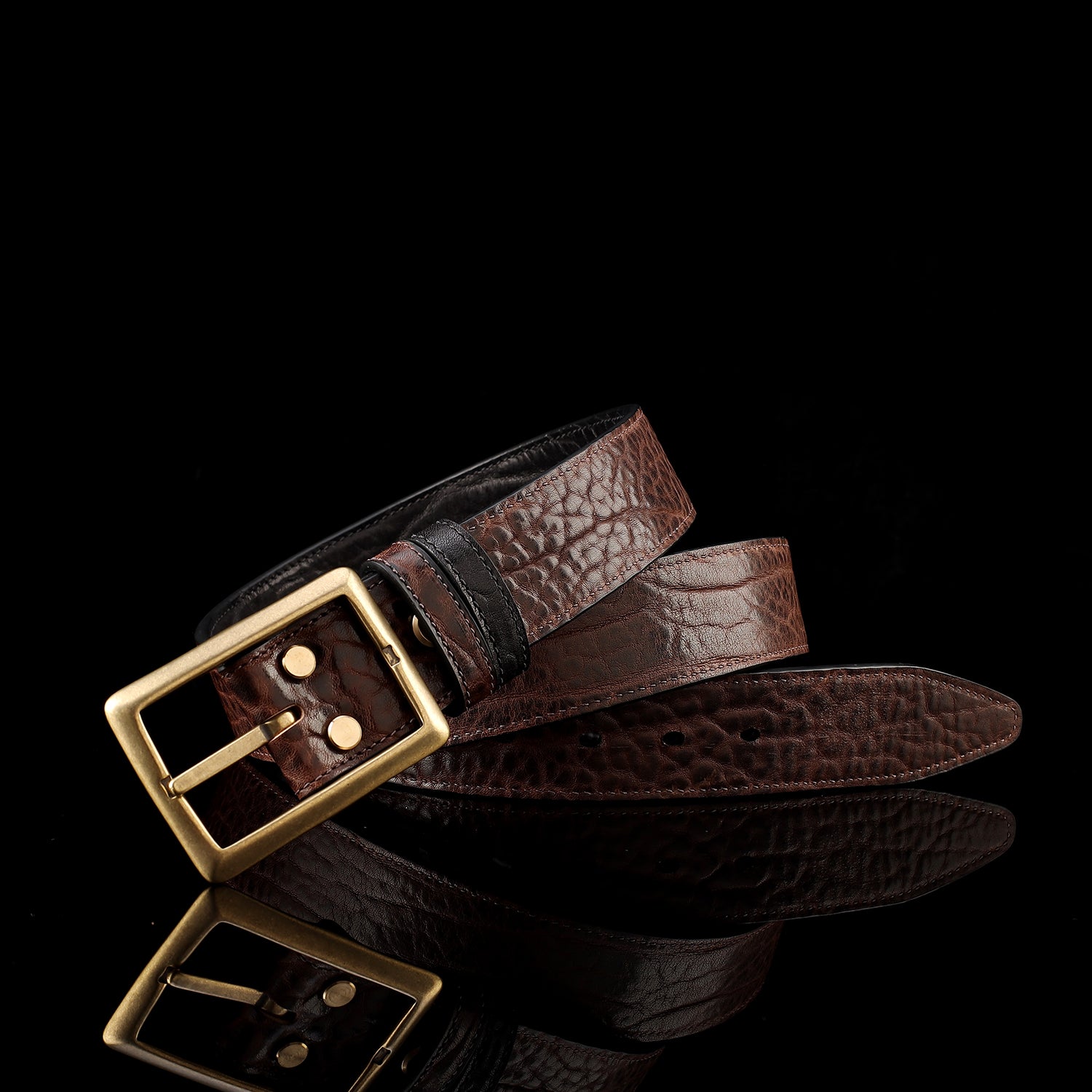 BELTLEY Reversible Leather Belt- Brown and Black