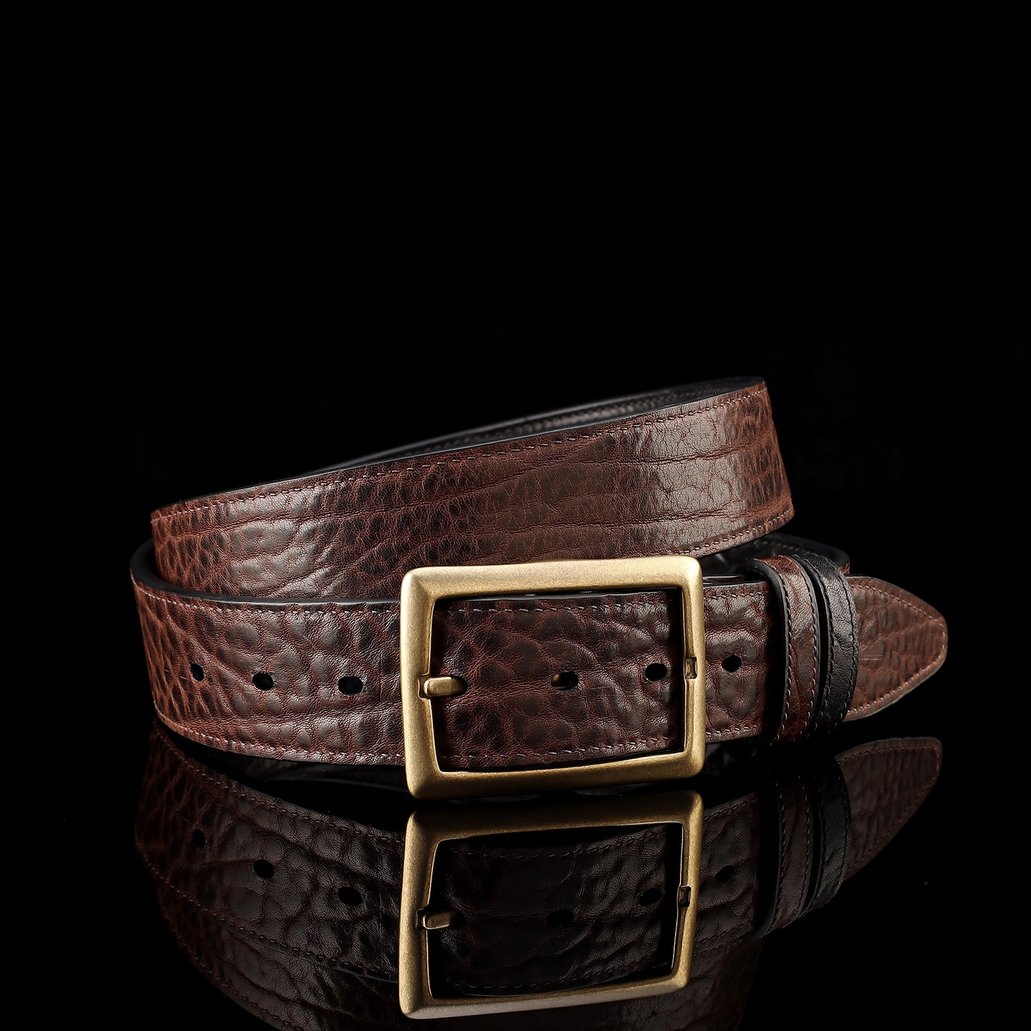 BELTLEY Reversible Leather Belt- Brown and Black