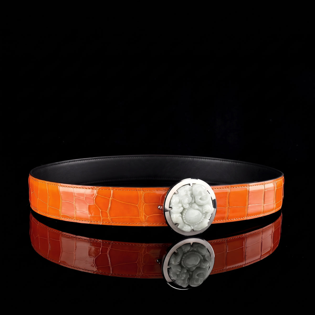 BELTLEY Shiny Alligator Belt WIth Tungsten Buckle