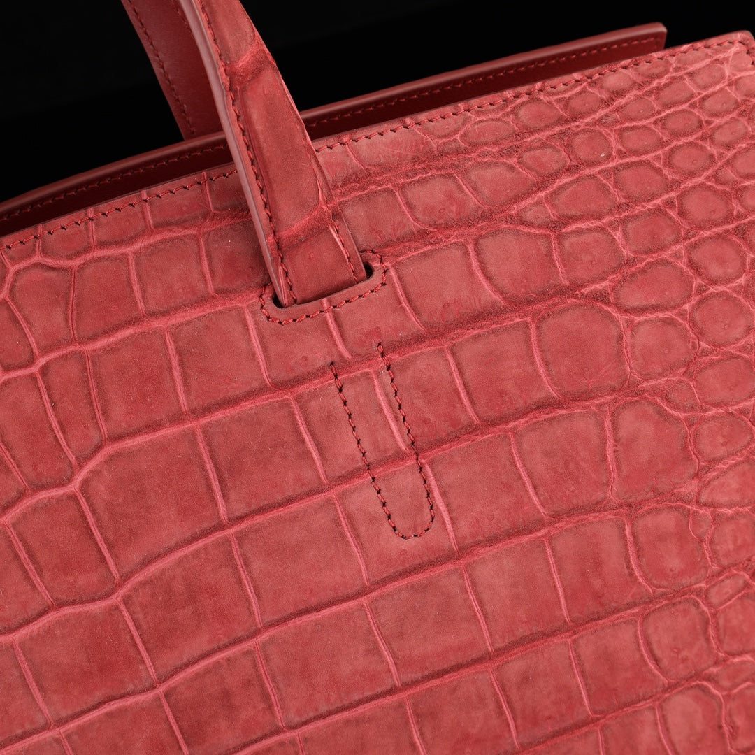 BELTLEY Sienna Red Crocodile Leather Office Bag–Men’s Business Briefcase