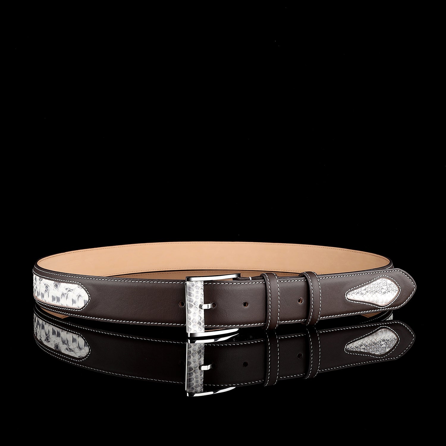 BELTLEY Signature Two-Tone Python Inlay Belt