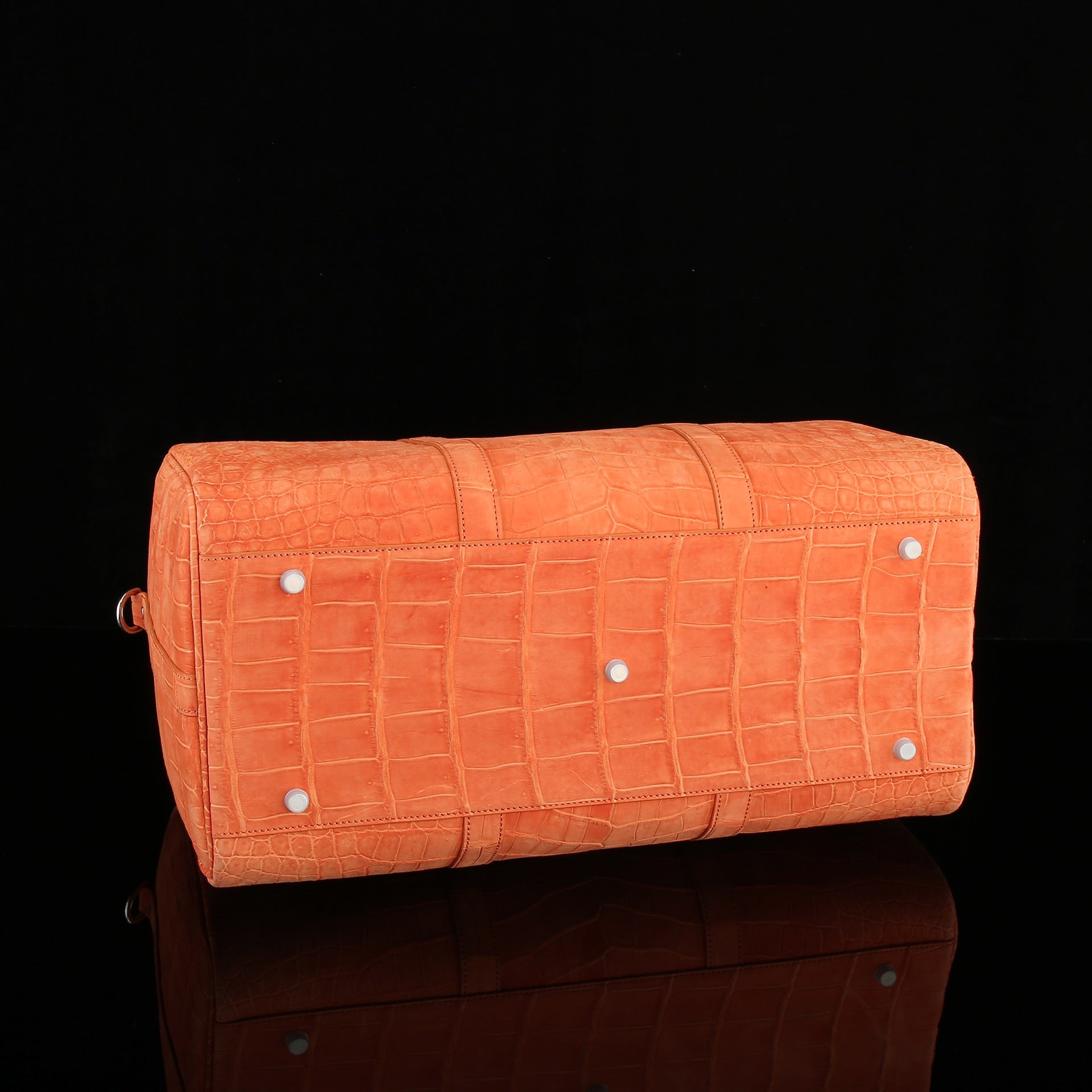BELTLEY Sueded Hermès Orange Nile Crocodile Travel Bag- The Voyager Edition