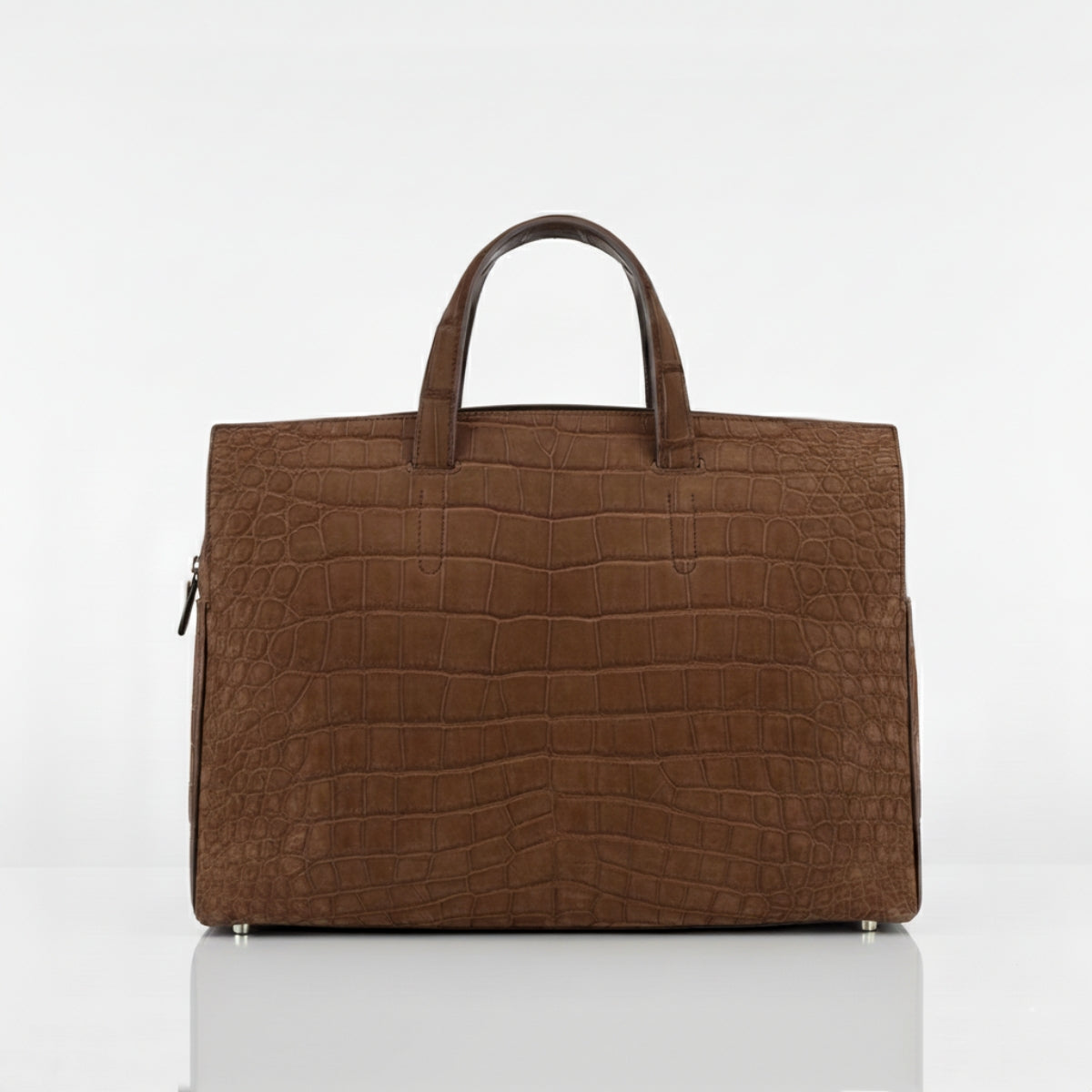 BELTLEY Sueded Nile Crocodile Leather Briefcase – Brown