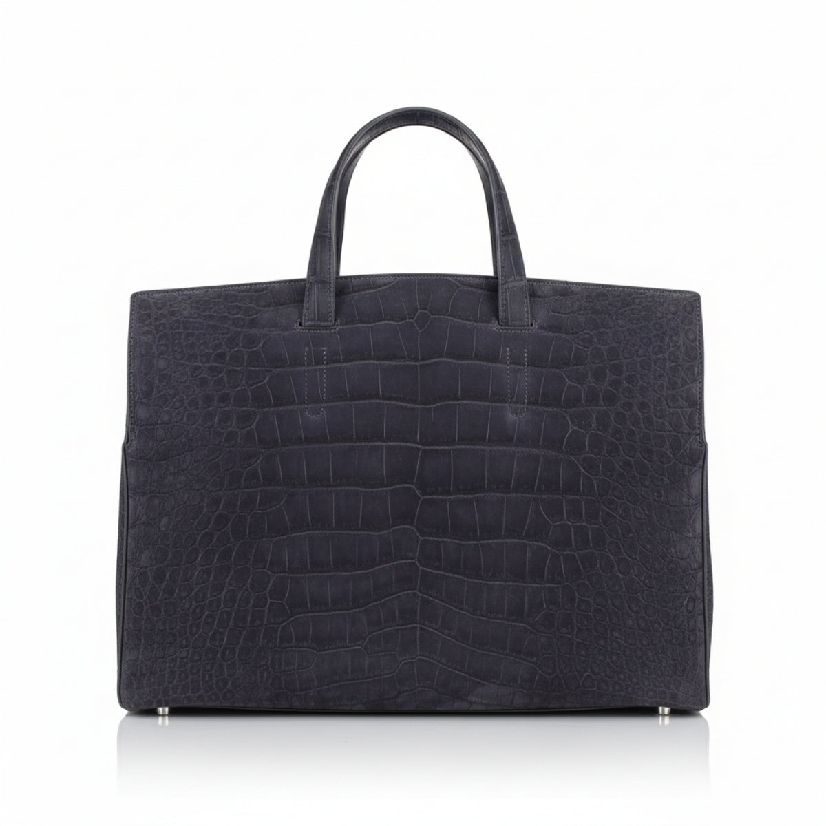 BELTLEY Sueded Nile Crocodile Leather Briefcase – Navy Blue