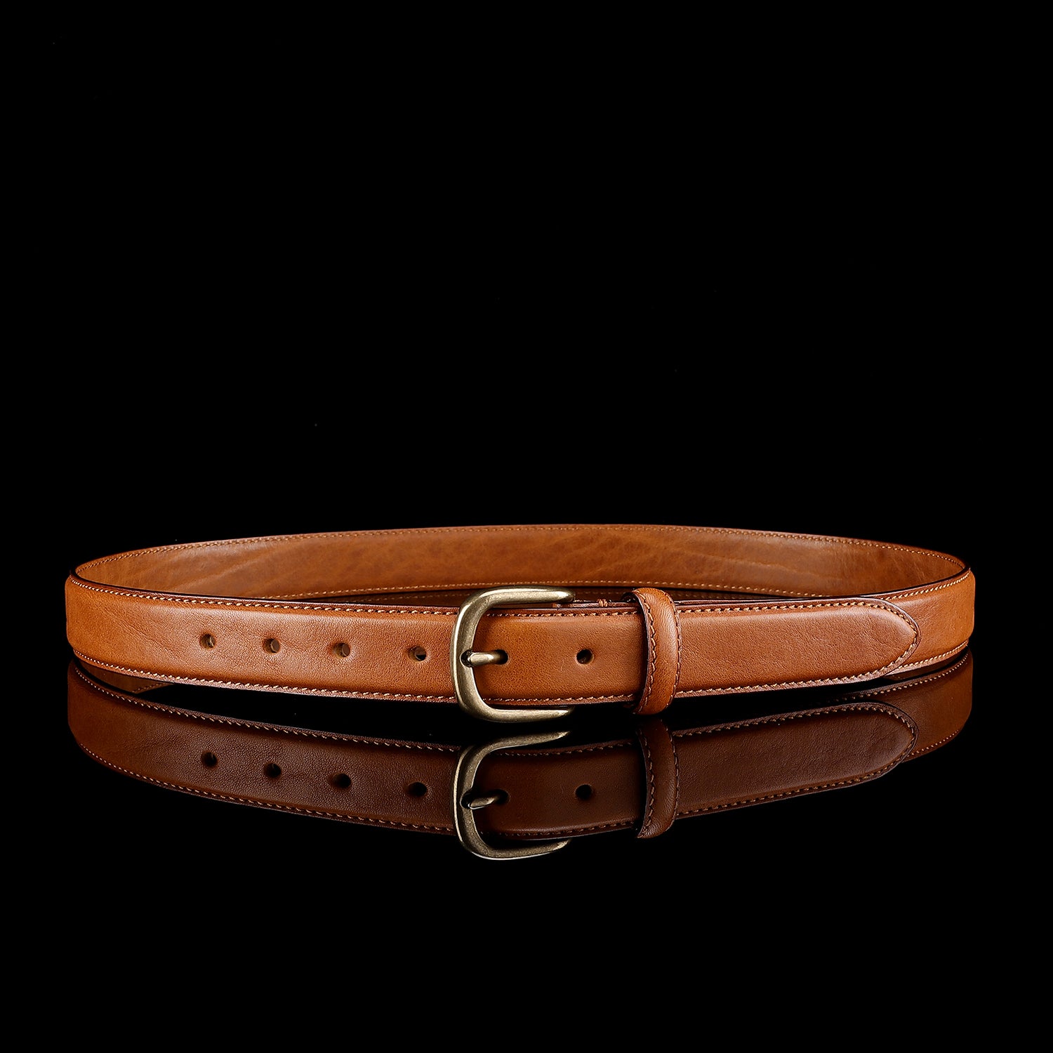 BELTLEY  "The Classic Skinny" Leather Belt  For Lady - Cognac Tan