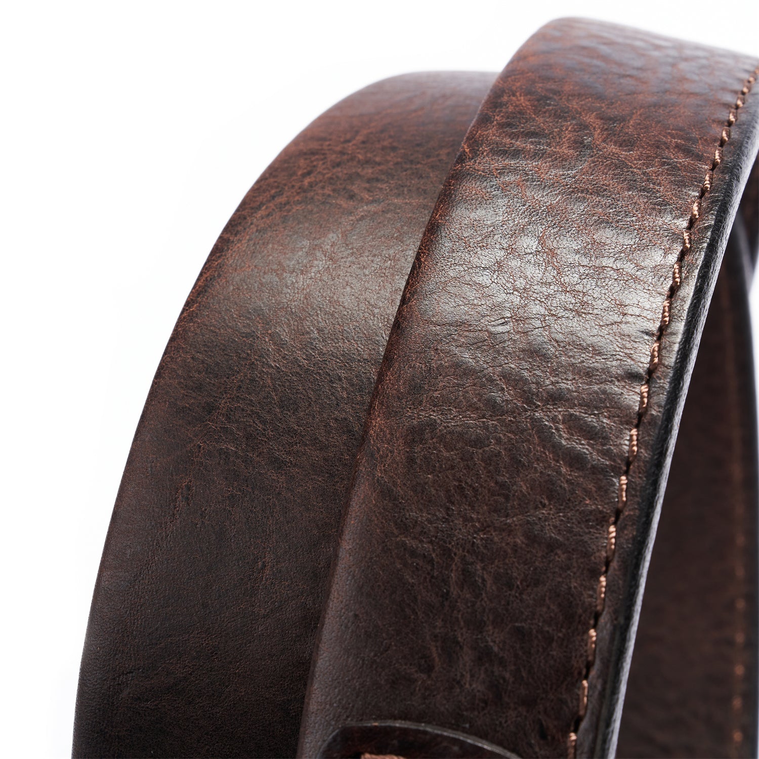 BELTLEY Thick  Dark Brown Folded Edge Vintage Belt -Double Layer