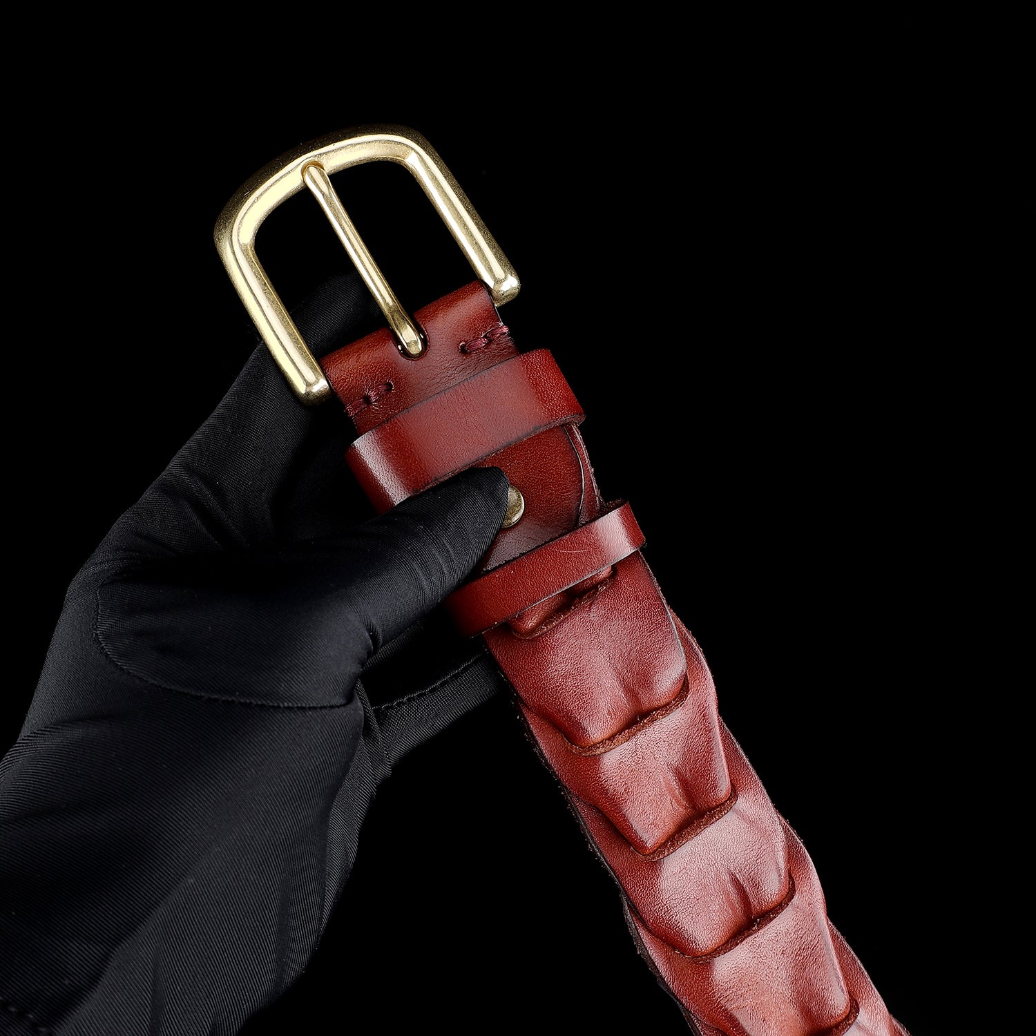 BELTLEY Unique Chestnut Brown Handwoven Leather Belt