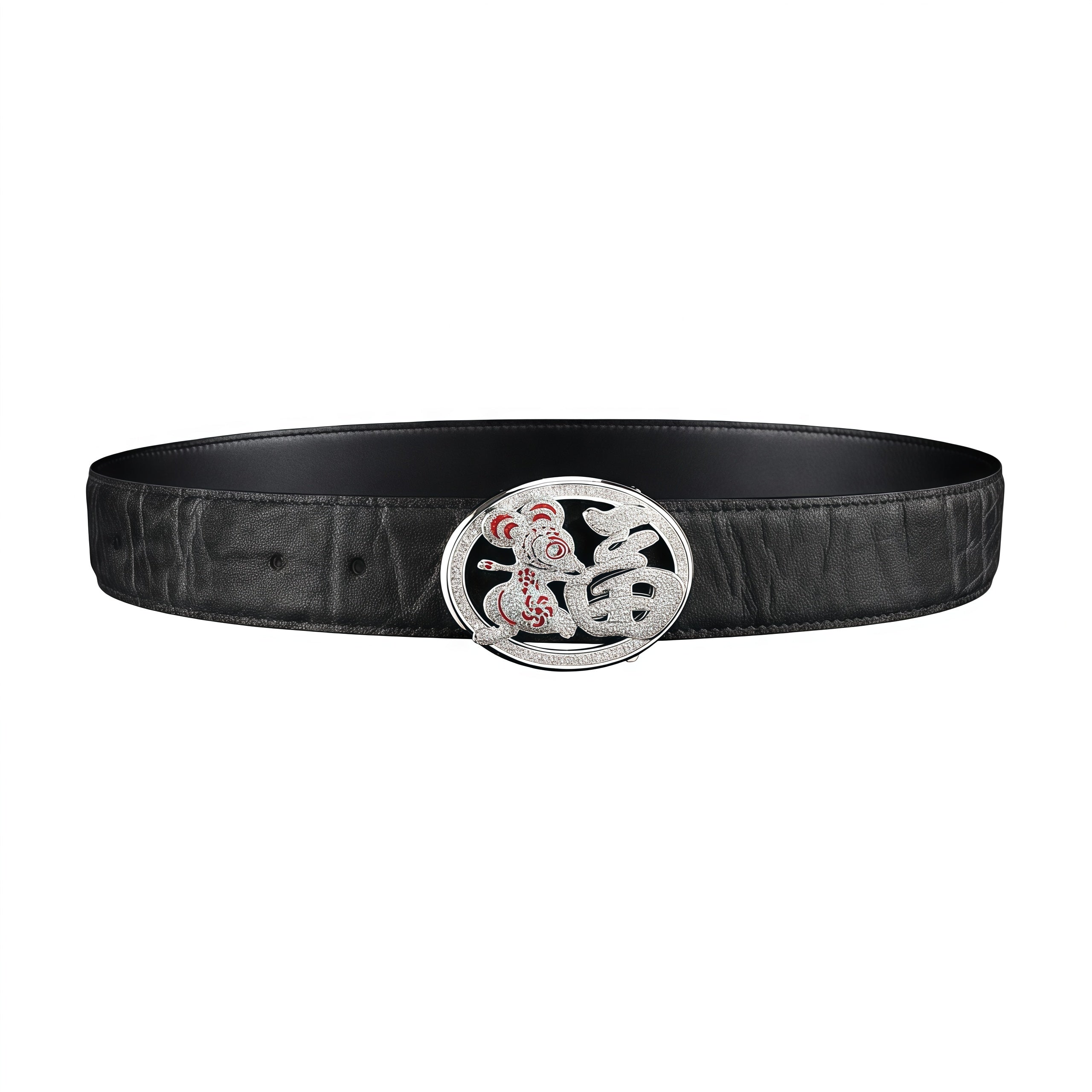 BELTLEY Unique (LUCKY Jerry) Buckle Elephant Belt 1.5 Inches-Black Color